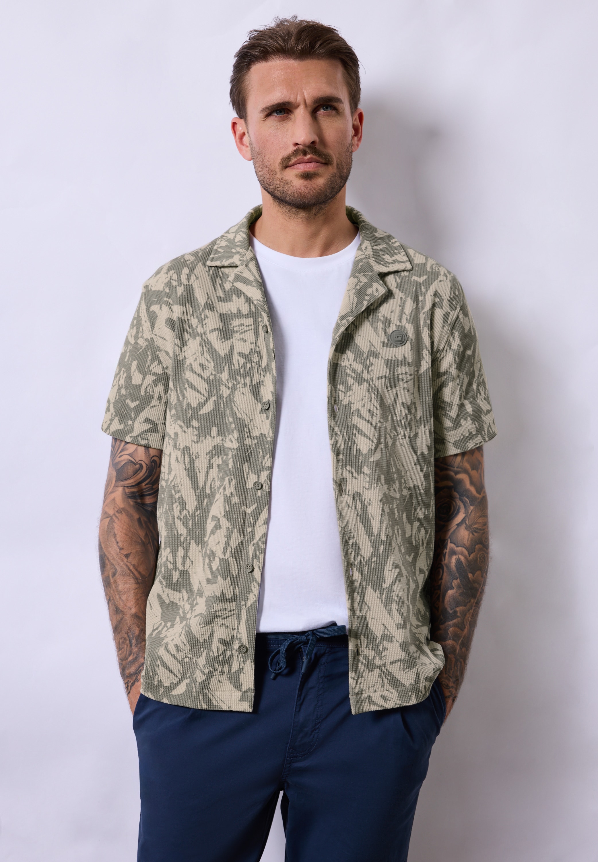 STREET ONE MEN Kurzarmhemd, mit Kragen günstig online kaufen