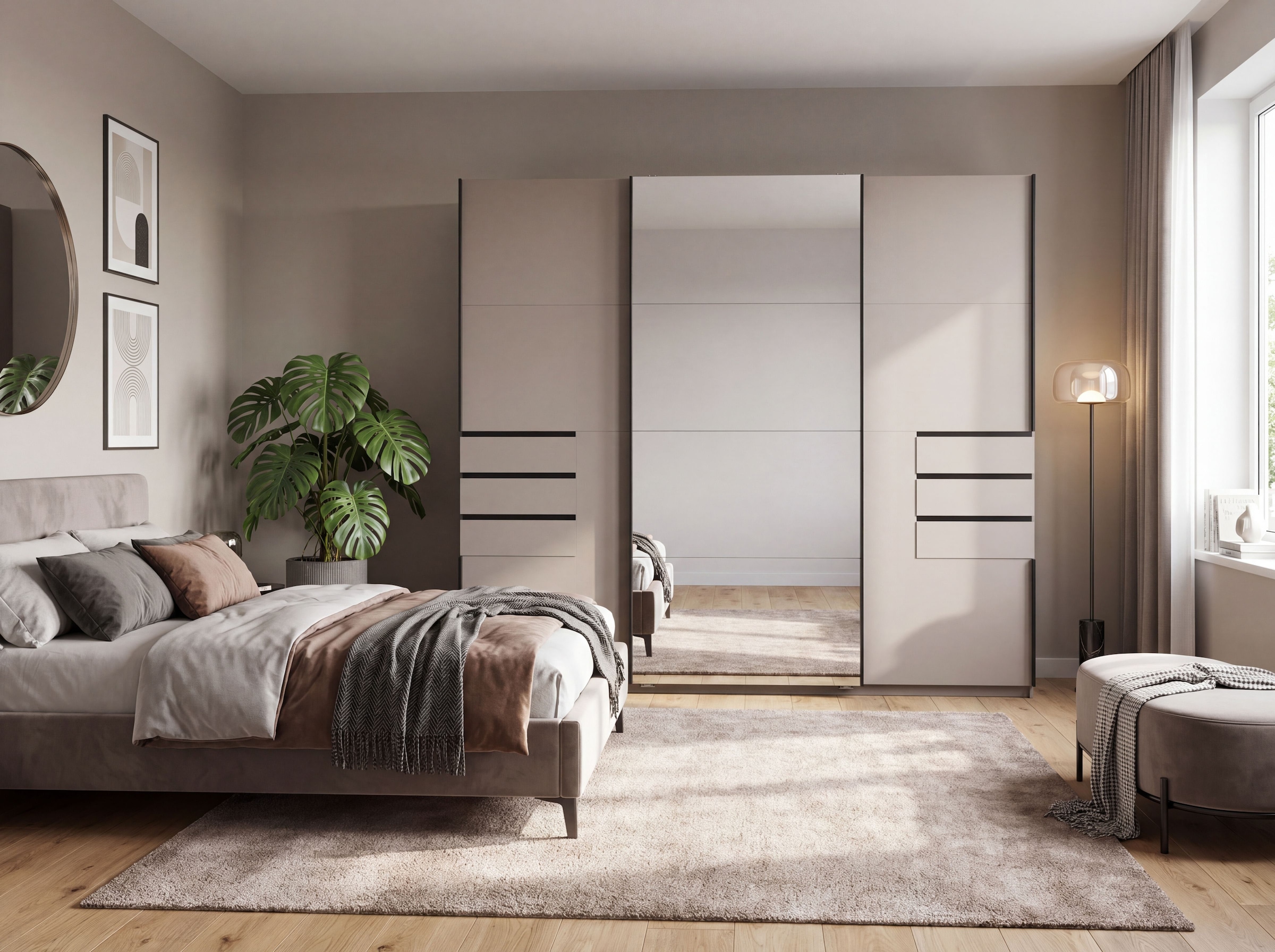 Wimex Schwebetürenschrank »SAIGON in den Breiten 180cm & 225cm, Farbe: Saharagrau« inkl. Spiegel