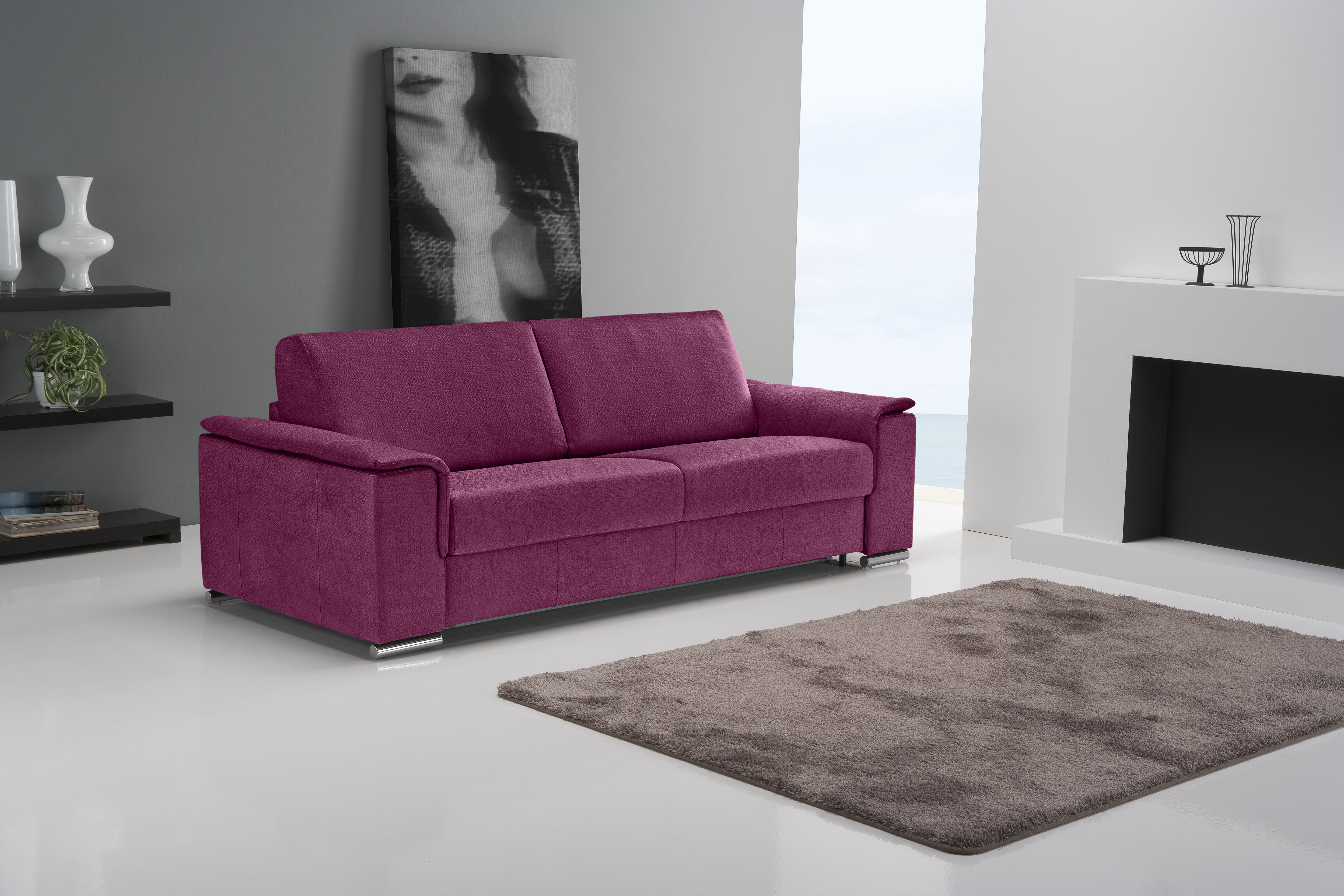 Egoitaliano Schlafsofa "Cecilia, modern & elegant, erstklassiger Sitzkomfort, Dauerschläfer" inkl. Matratze und hochwertigem Metallbettrahmen, toller Schlafkomfort