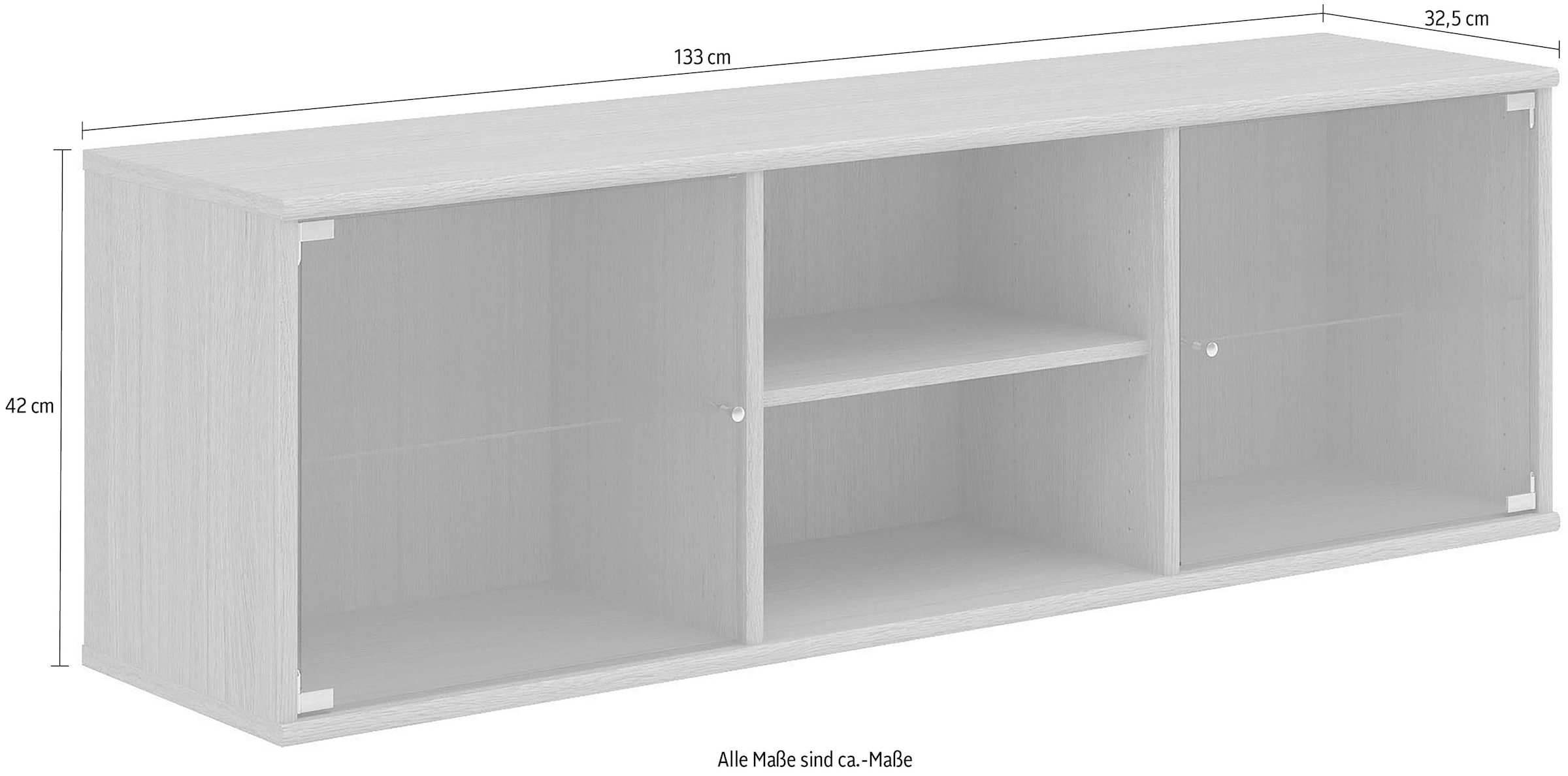 Hammel Furniture Lowboard »Mistral, Hochwertig Schrank, hängend/stehend  montierbar«, mit zwei Glastüren, B: 133 cm, anpassungsbar Designmöbel | BAUR