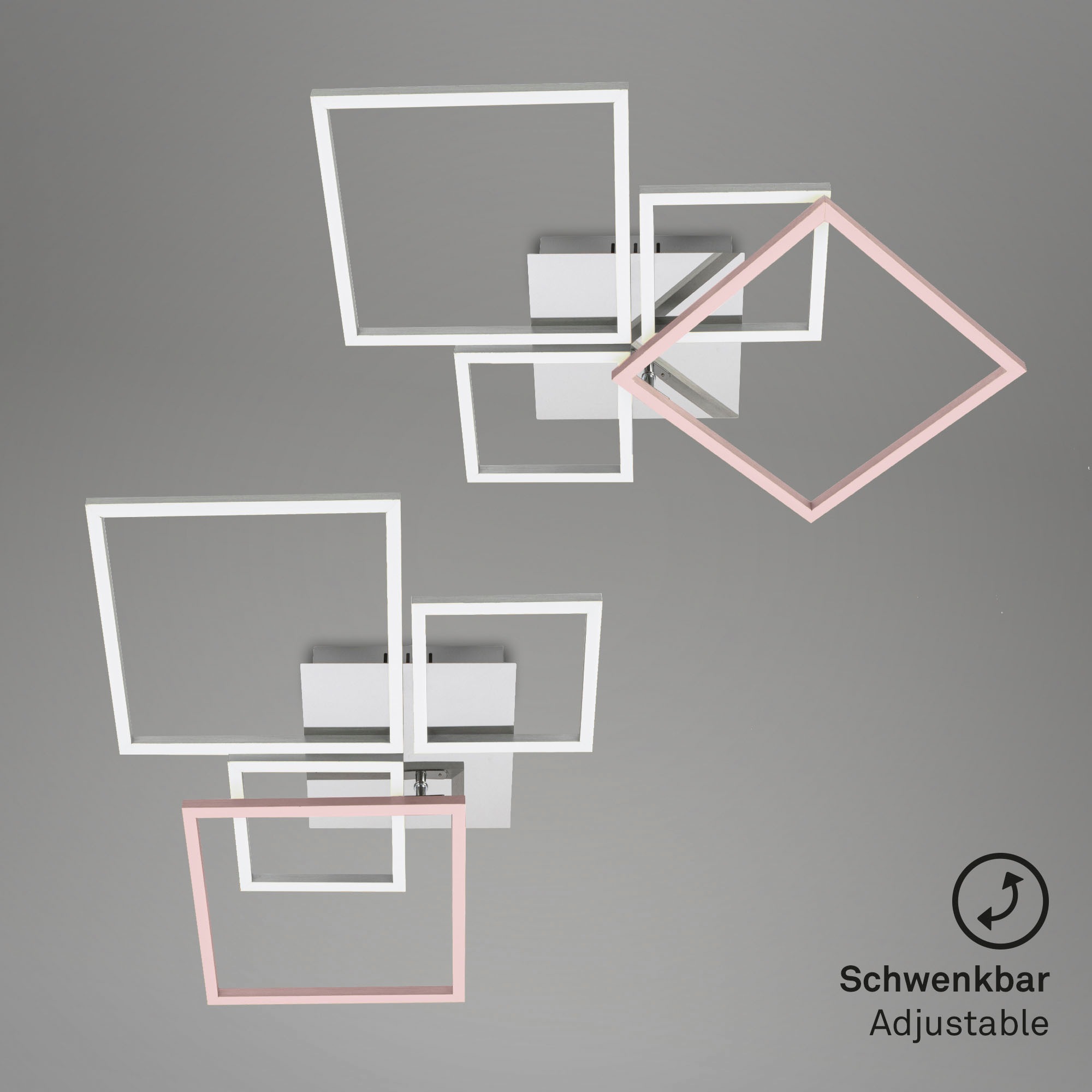 Briloner Leuchten LED Deckenleuchte »3093018 FRAME«, Deckenlampe, 75x46,7x7,5cm, Chrom-Alu, 38W, Wohnzimmer, Schlafzimmer