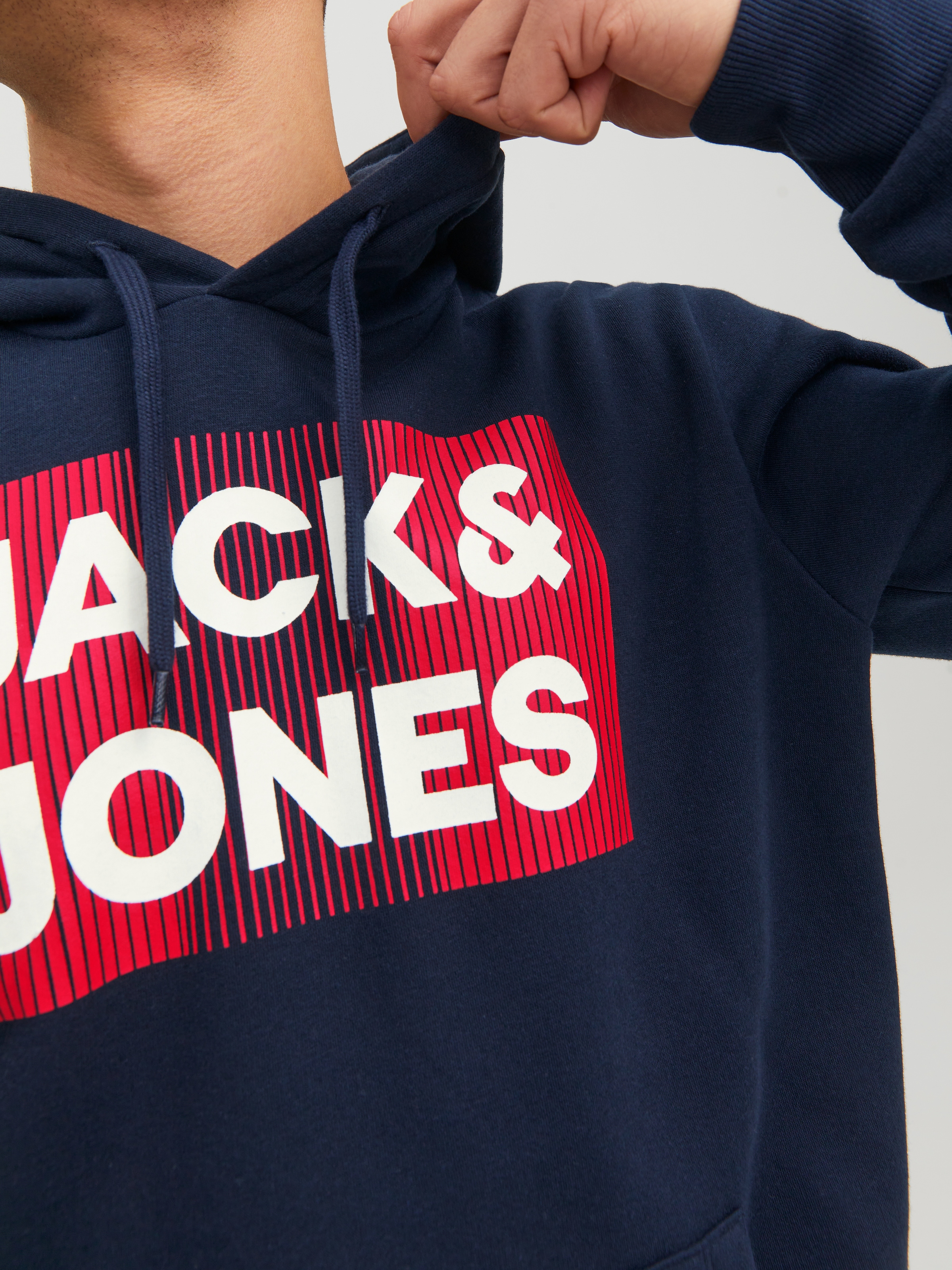 Jack & Jones Kapuzensweatshirt »JJECORP  Kapuze und Frontprint«, bedruckt, modisch, regular fit, Baumwollmischung, Rundhals
