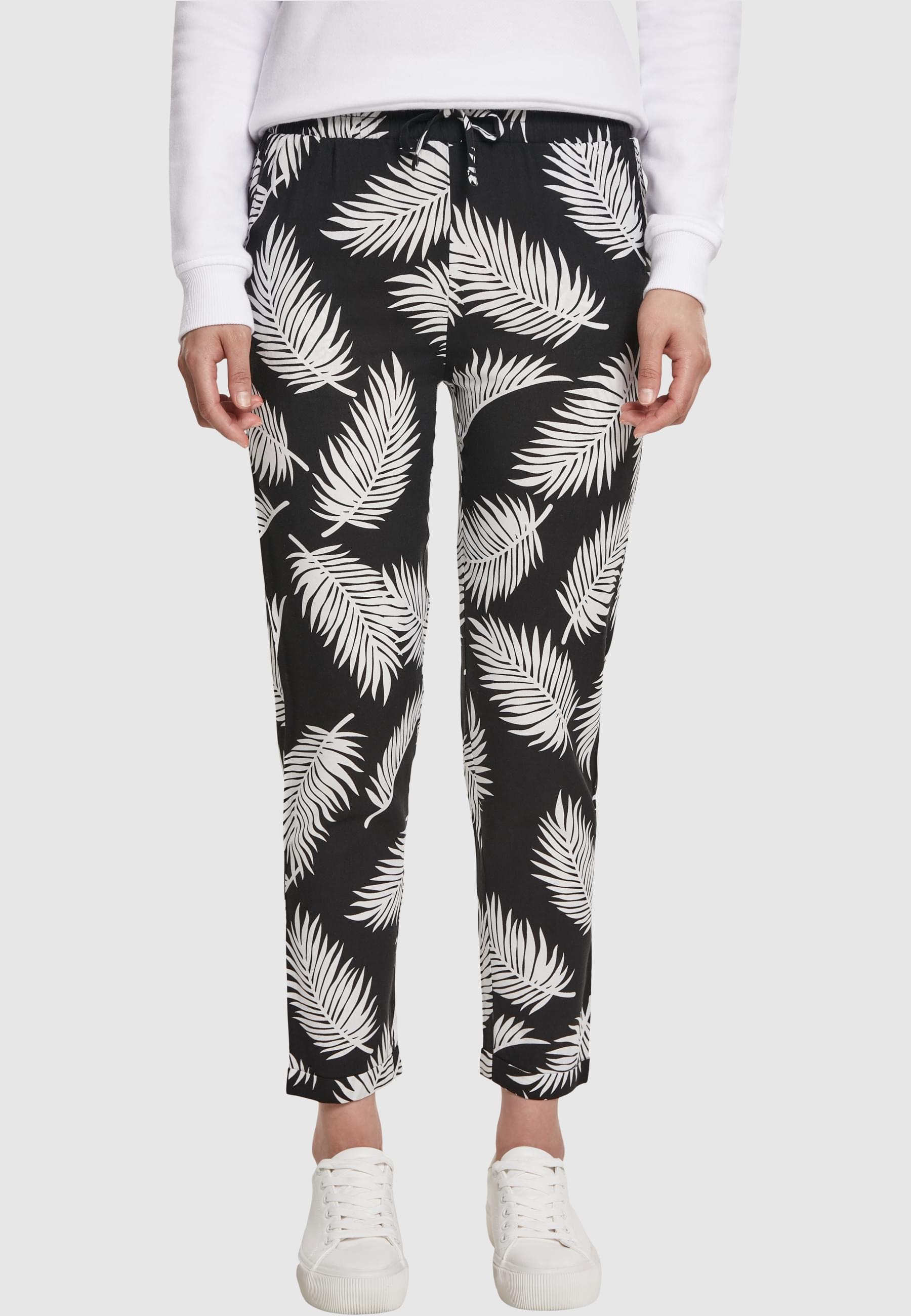 URBAN CLASSICS Stoffhose »Urban Classics Damen Ladies Elastic Waist AOP Pants«, (1 tlg.)