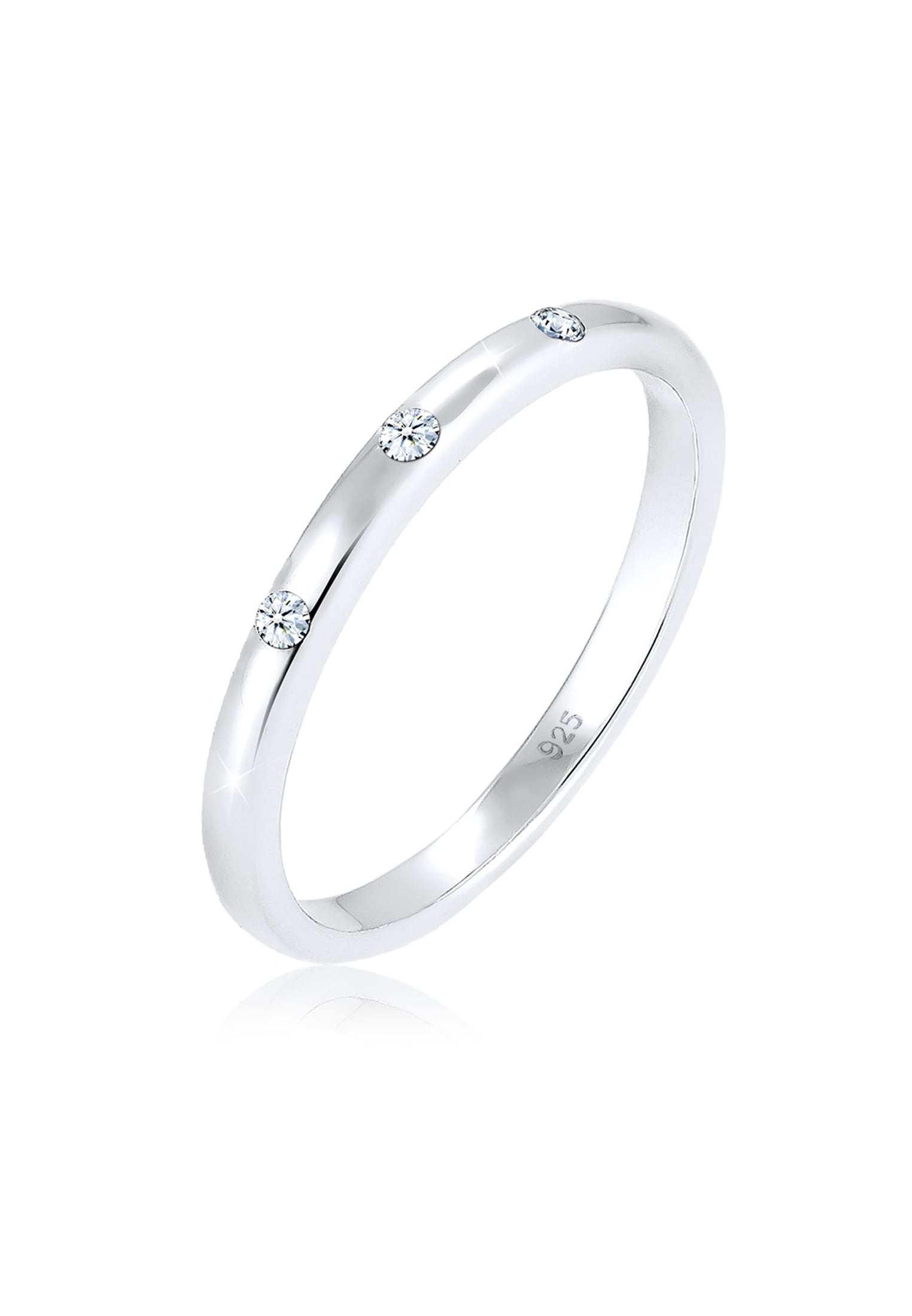 ELLI DIAMONDS Damen Verlobungsring "Ring Verlobungsring Diamant Weiß Brillantschliff (0.045 ct) 925 Sterling Silber", 54, Silber 925