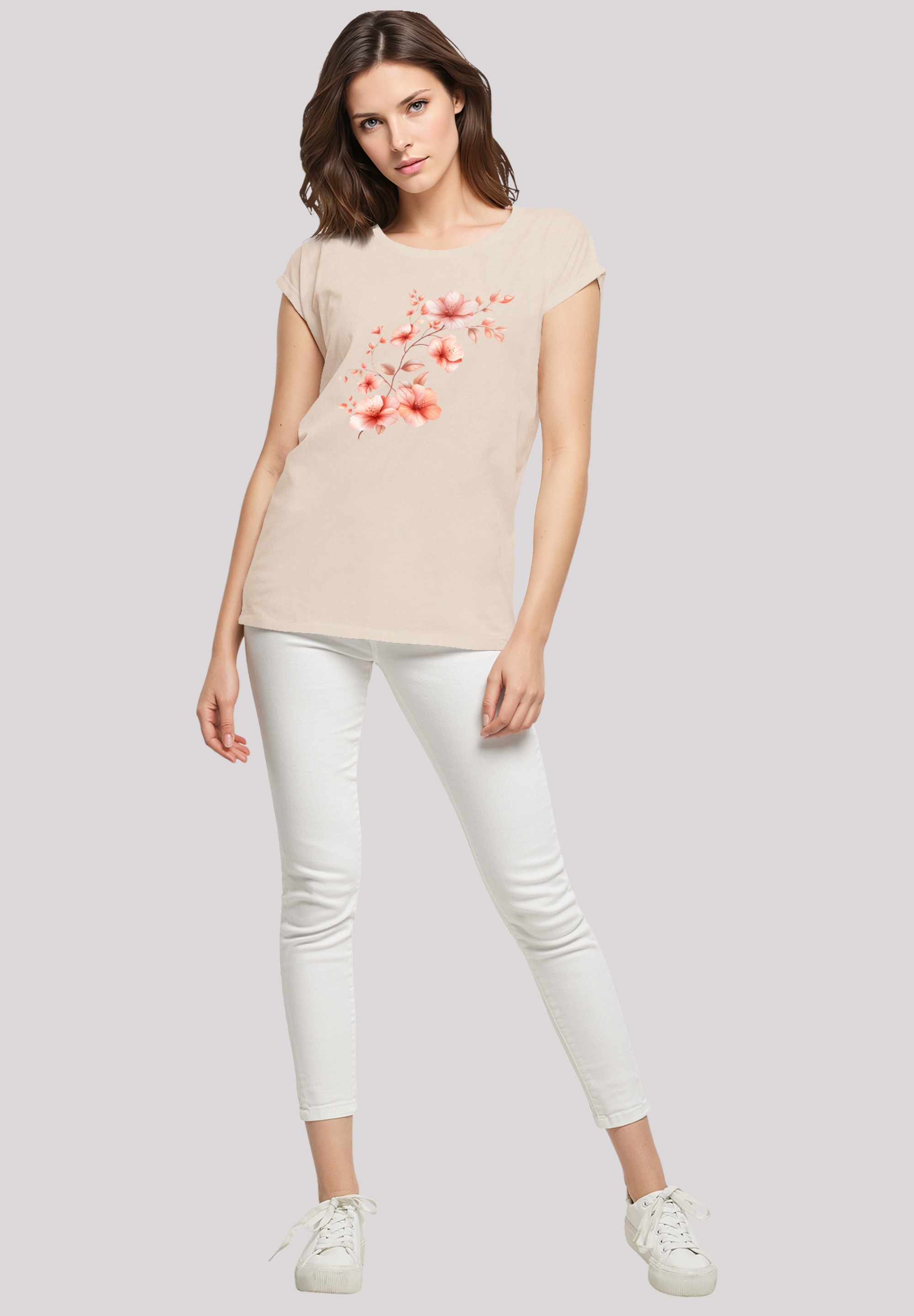 F4NT4STIC T-Shirt »Rosa Blumenzweig 3D«, Premium Qualität