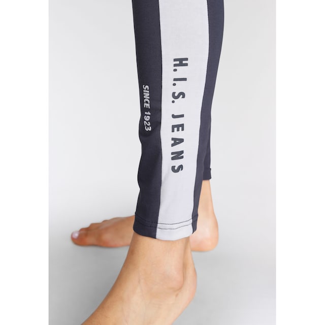 H.I.S Leggings, mit weißem Seitenstreifen und Logodruck bestellen | BAUR