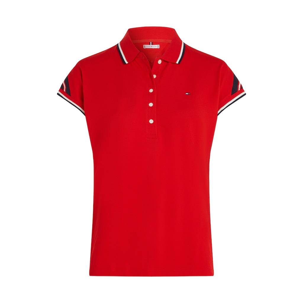 Tommy Hilfiger Poloshirt »REG STRIPE SLV POLO CAP SLEEVE«, mit kontrastfarbenen Einsätzen