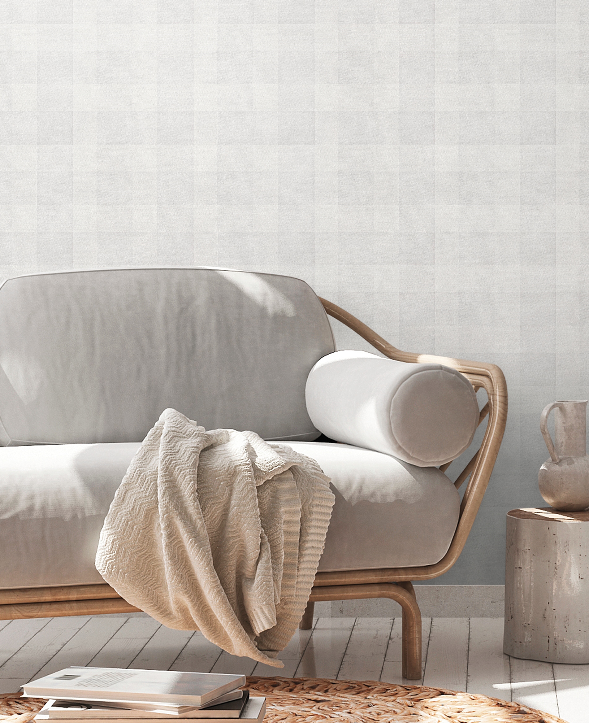 A.S. Création Vliestapete »Natural Living Karotapete« gemustert | matt | neutral leicht strukturiert Tapete Kariert Vlies Vlies Wand Tapeten Wohnzimmer Schlafzimmer Küche