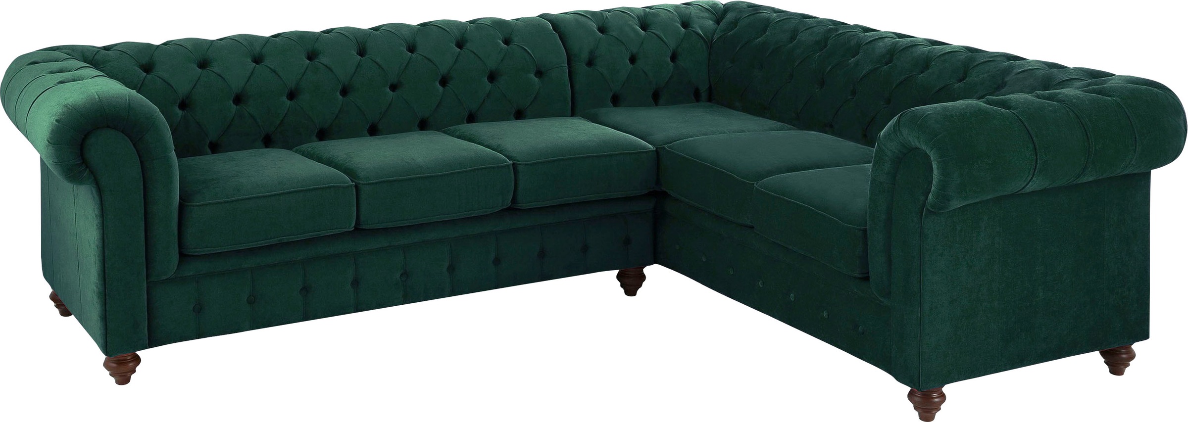 Chesterfield-Sofa »Duc Ecksofa L-Form«, hochwertige Knopfheftung im Rücken, Samtoptik...