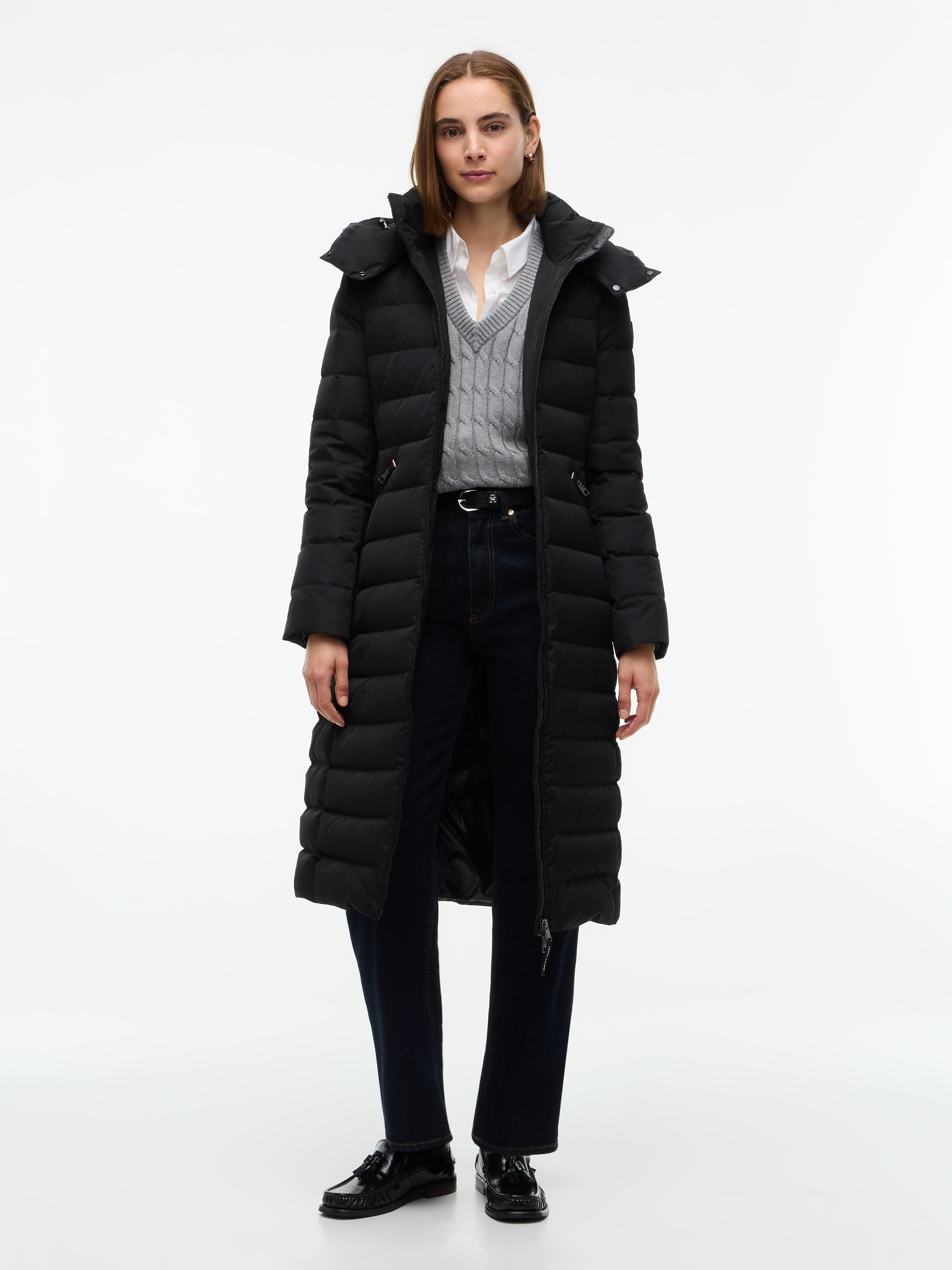Tommy Hilfiger Steppmantel »DOWN BRANDED FITTED MAXI COAT« Kunstfaser