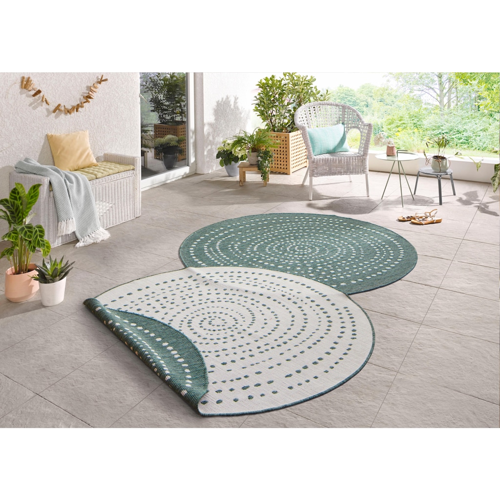 NORTHRUGS Teppich »Bali«, rund, In-& Outdoor, Wetterfest, Balkon, Garten, Wohnzimmer, Wasserfest