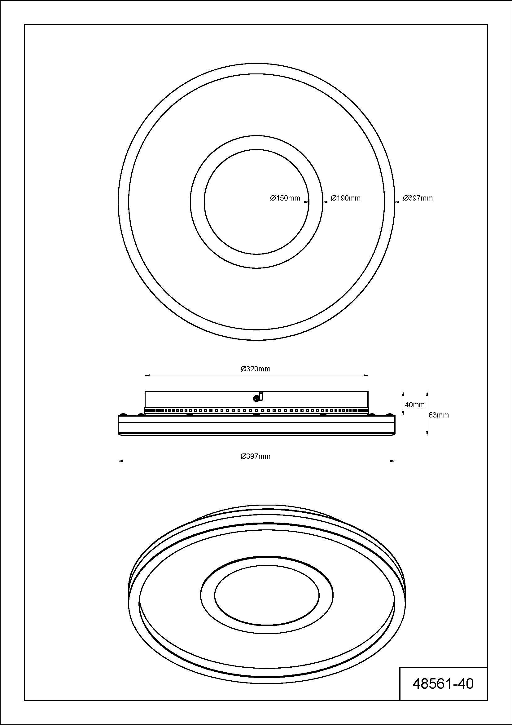 GLOBO LIGHTING Deckenleuchte »EMORY« LED-Modul 1 Stk. Warmweiß Deckenlampe Wohnzimmer-Leuchte Schlafzimmer-Leuchte Flur Küche