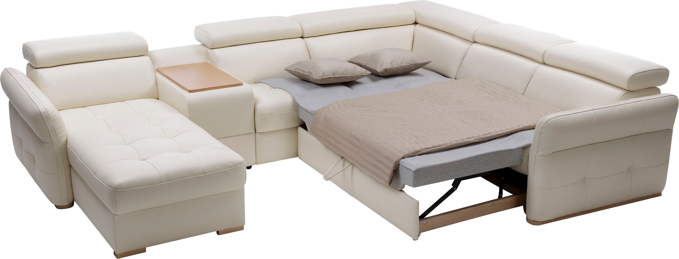 exxpo - sofa fashion Wohnlandschaft »Massimo, Familien Sofa mit viel Platz, Lederbezug, bequem, komfortabel«, U-Form, inkl. Bettfunktion, Bettkasten, elektr. Relaxfunktion