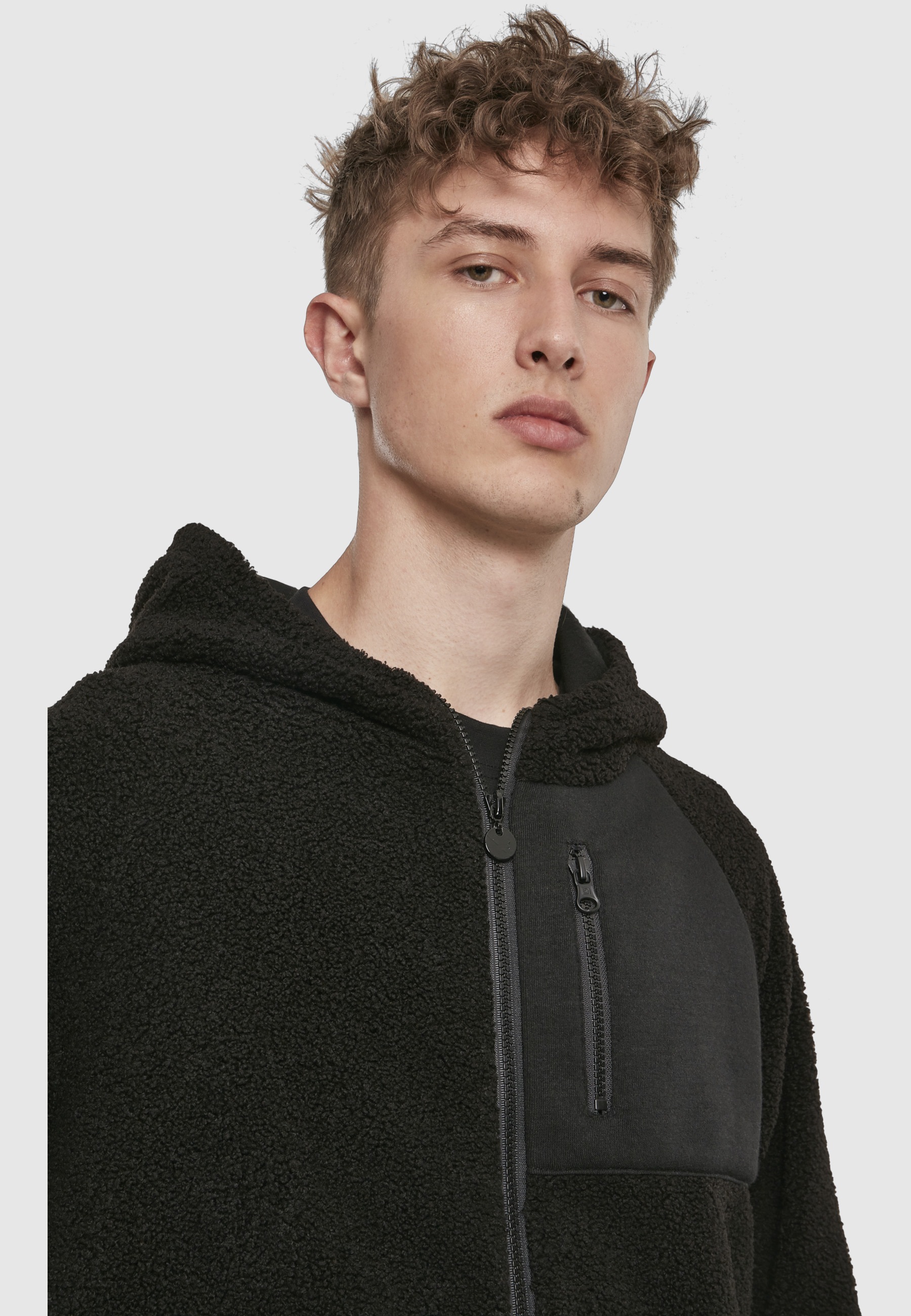 URBAN CLASSICS Kapuzenpullover »Urban Classics Herren Hooded Sherpa Zip Jacket« 1 tlg.