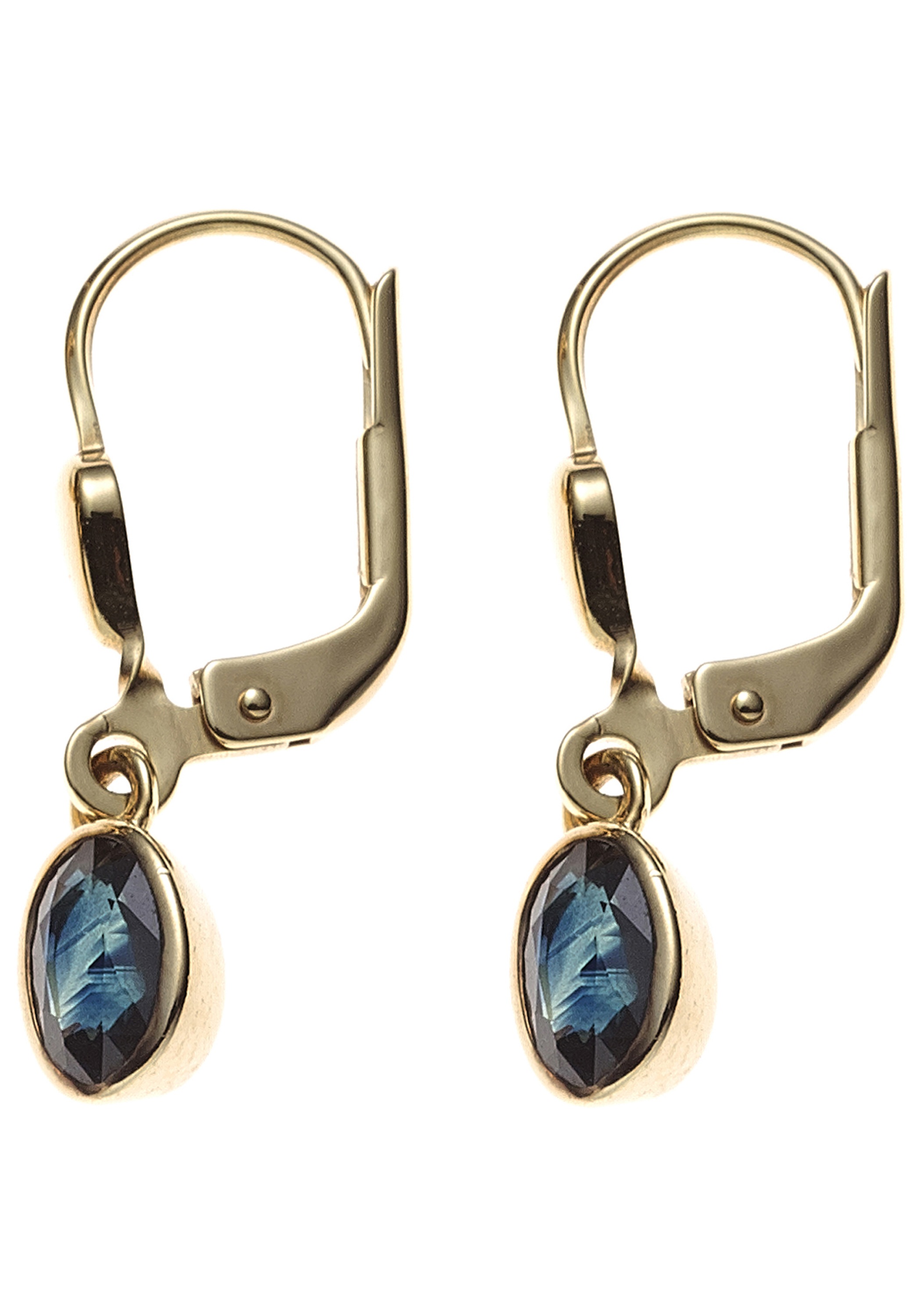 JOBO Paar Ohrhänger oval 585 Gold mit Safir