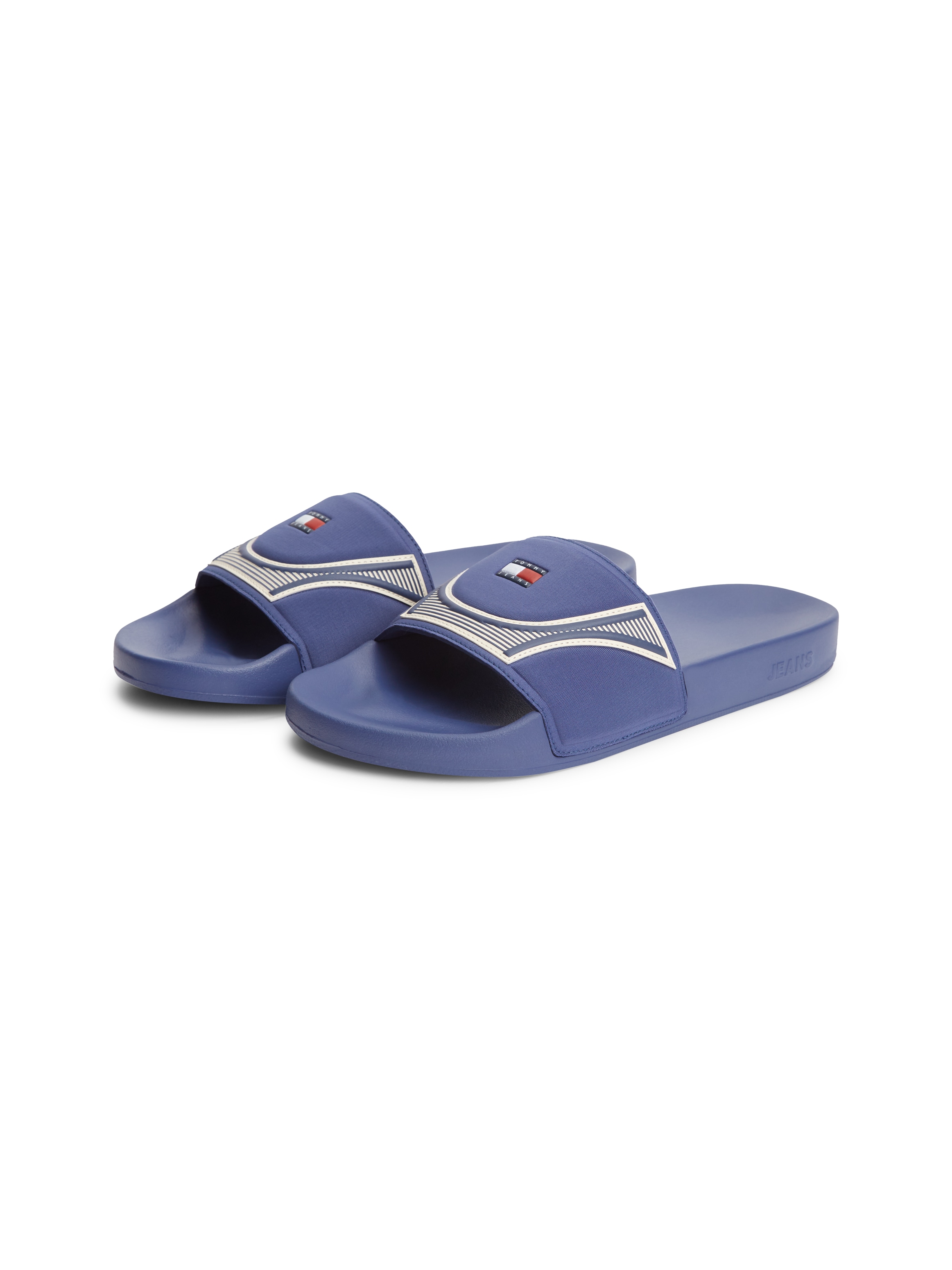 Tommy Jeans Pantolette "TOMMY JEANS SEASONAL POOL SLIDE" Poolslides, Sommerschuh, Schlupfschuh mit Kontrastbesätzen