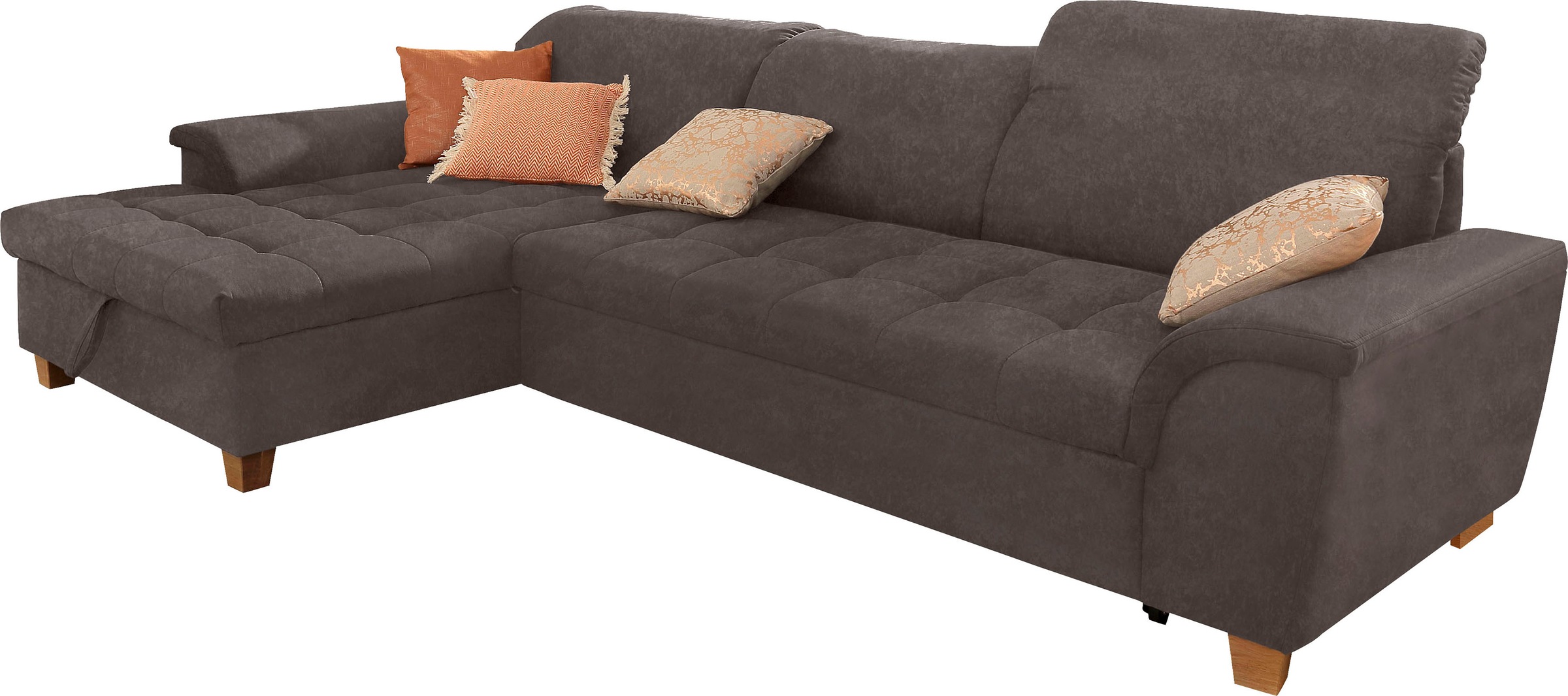 Home affaire Ecksofa »Lyla L-Form«, mit Recamiere, wahlweise mit Rückenfunktion und zusätzlich mit Bett