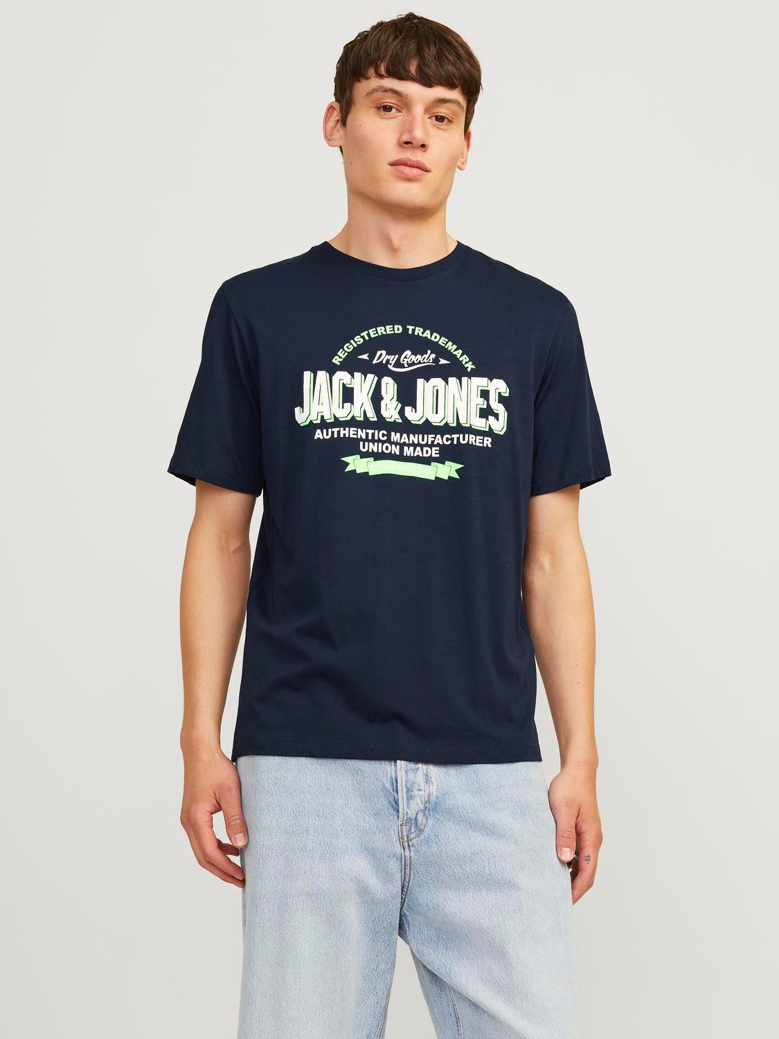 Jack & Jones Rundhalsshirt "JJELOGO TEE SS O-NECK 2 COL AW24 SN" günstig online kaufen