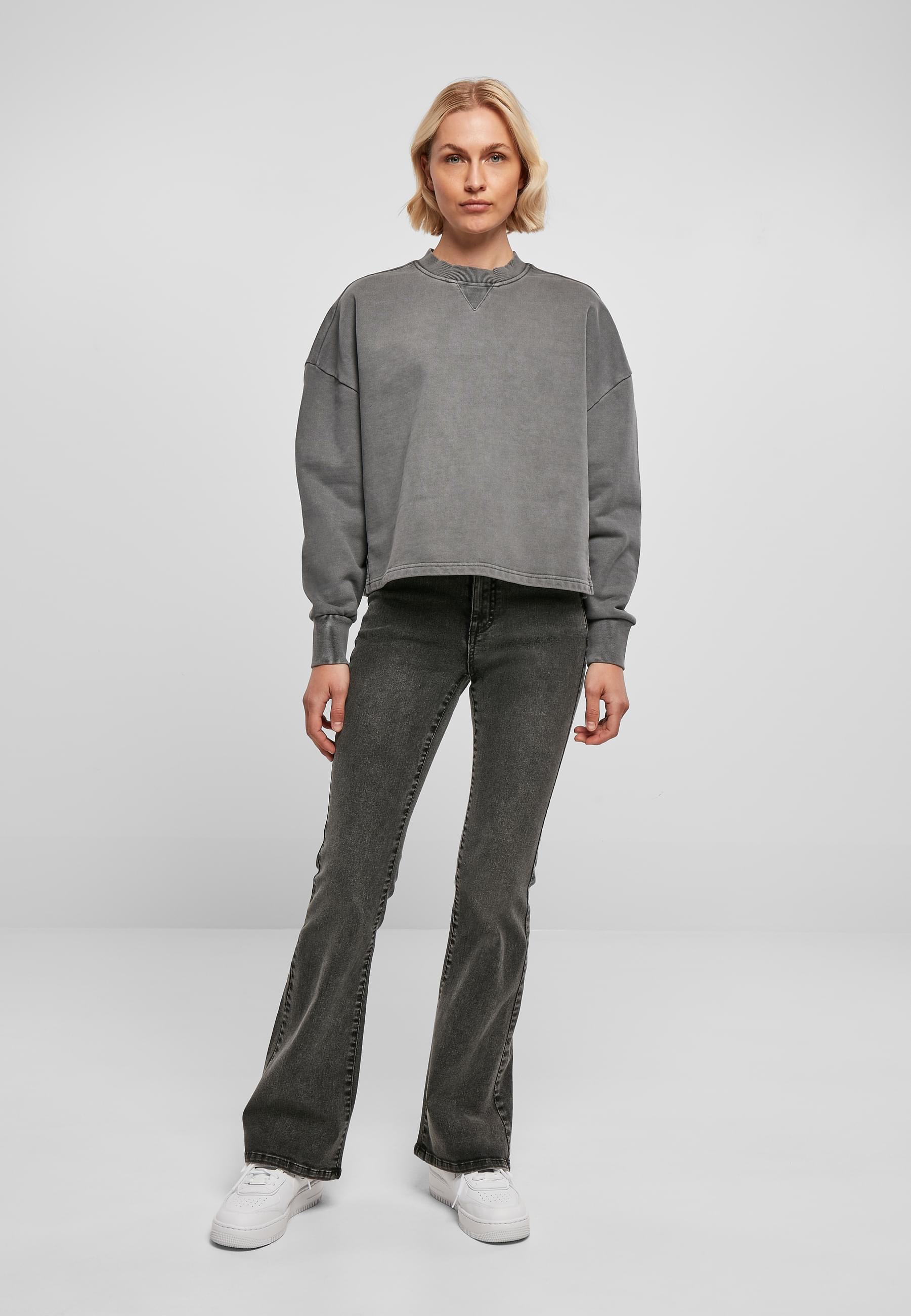 URBAN CLASSICS Sweater »Urban Classics Damen Ladies Heavy Terry Garment Dye Crewneck«, (1 tlg.)