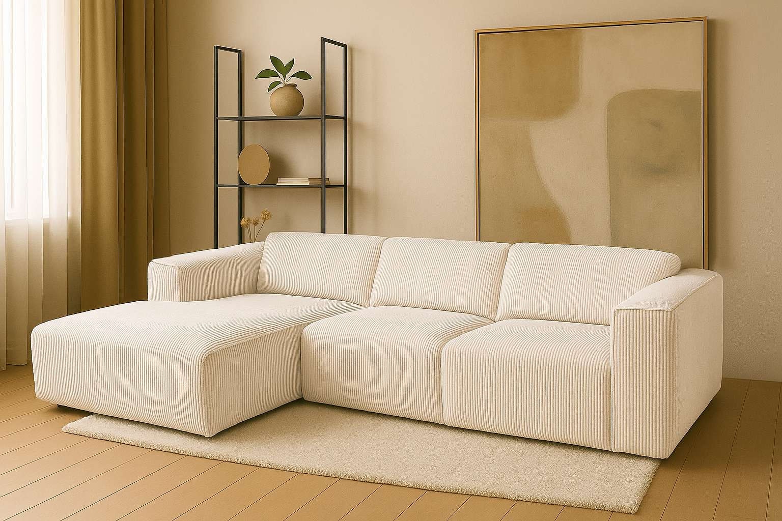 Home affaire Ecksofa "Noord mit Kedernaht, Breite 281 cm, L-Form" Cord, Str günstig online kaufen