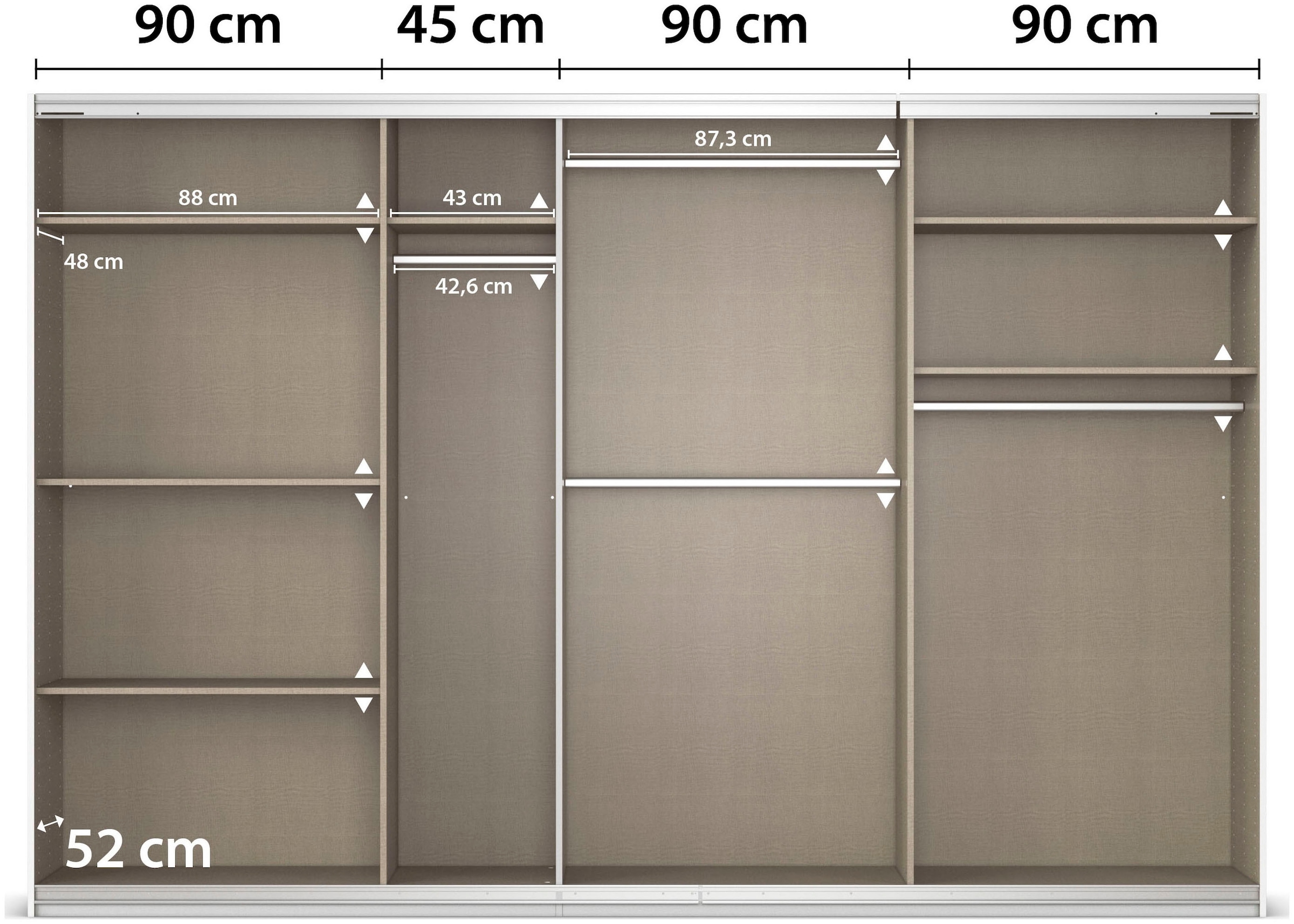 rauch Schwebetürenschrank »Kleiderschrank Schrank OTTO´S CHOICE Garderobe AGORDO«, (in zwei Griff-Farben), Top Innenausstattung, in 4 Breiten und 2 Höhen MADE IN GERMANY