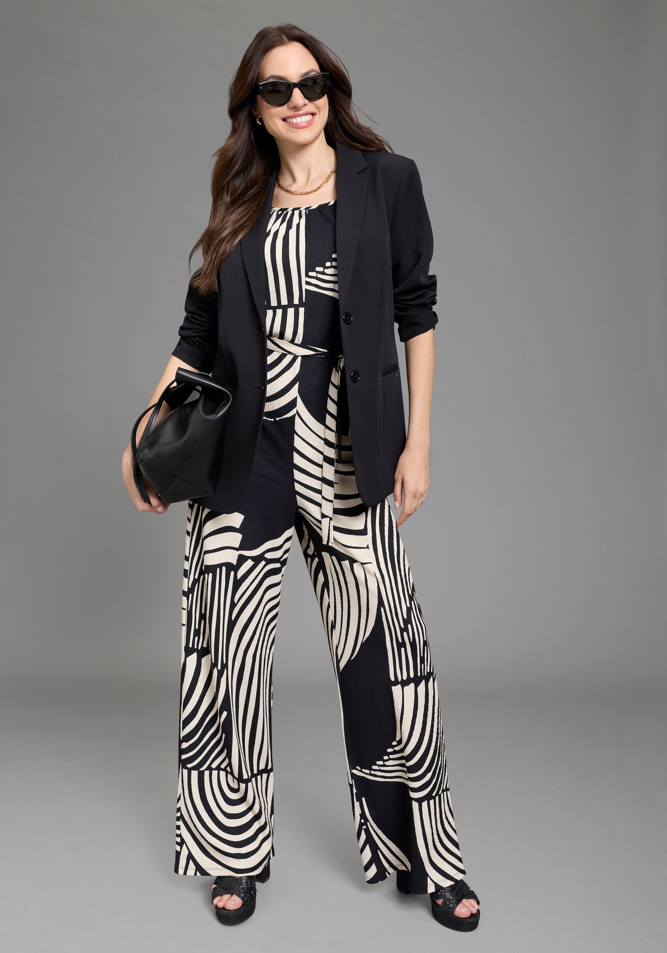 Laura Scott Jumpsuit abstrakt Gemustert, ohne Ärmel, aus Polyester und Elas günstig online kaufen