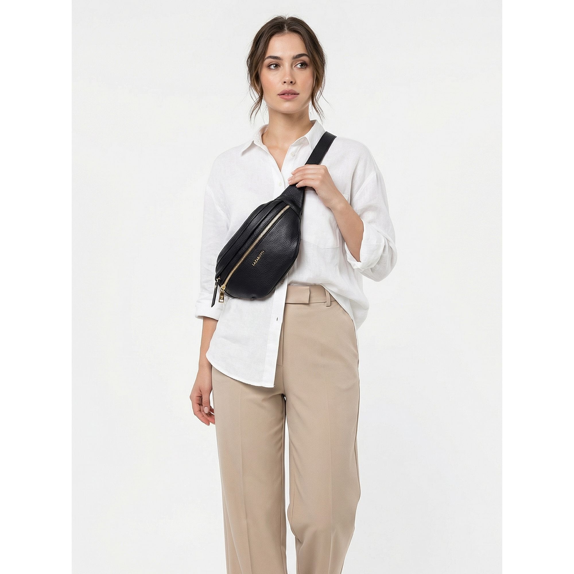 Lazarotti Gürteltasche »Bologna Leather Double-Zip Gürteltasche Crossbody Leder 25 cm«