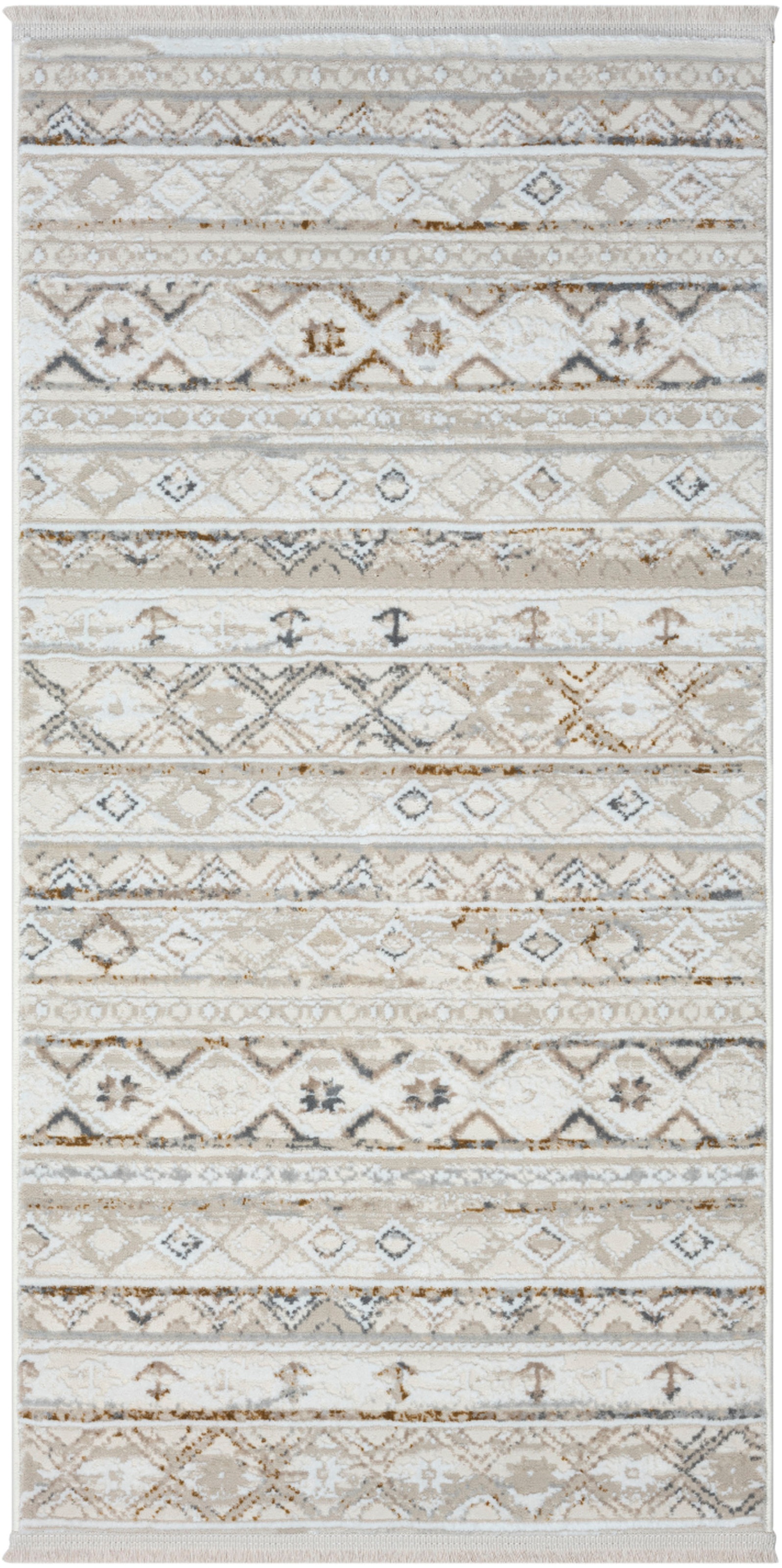 Myflair Möbel & Accessoires Teppich »My Nomady Lagerräumung«, rechteckig, 10 mm Höhe, Kurzflor, Scandi-Design, besonders weich durch Microfaser, mit Fransen