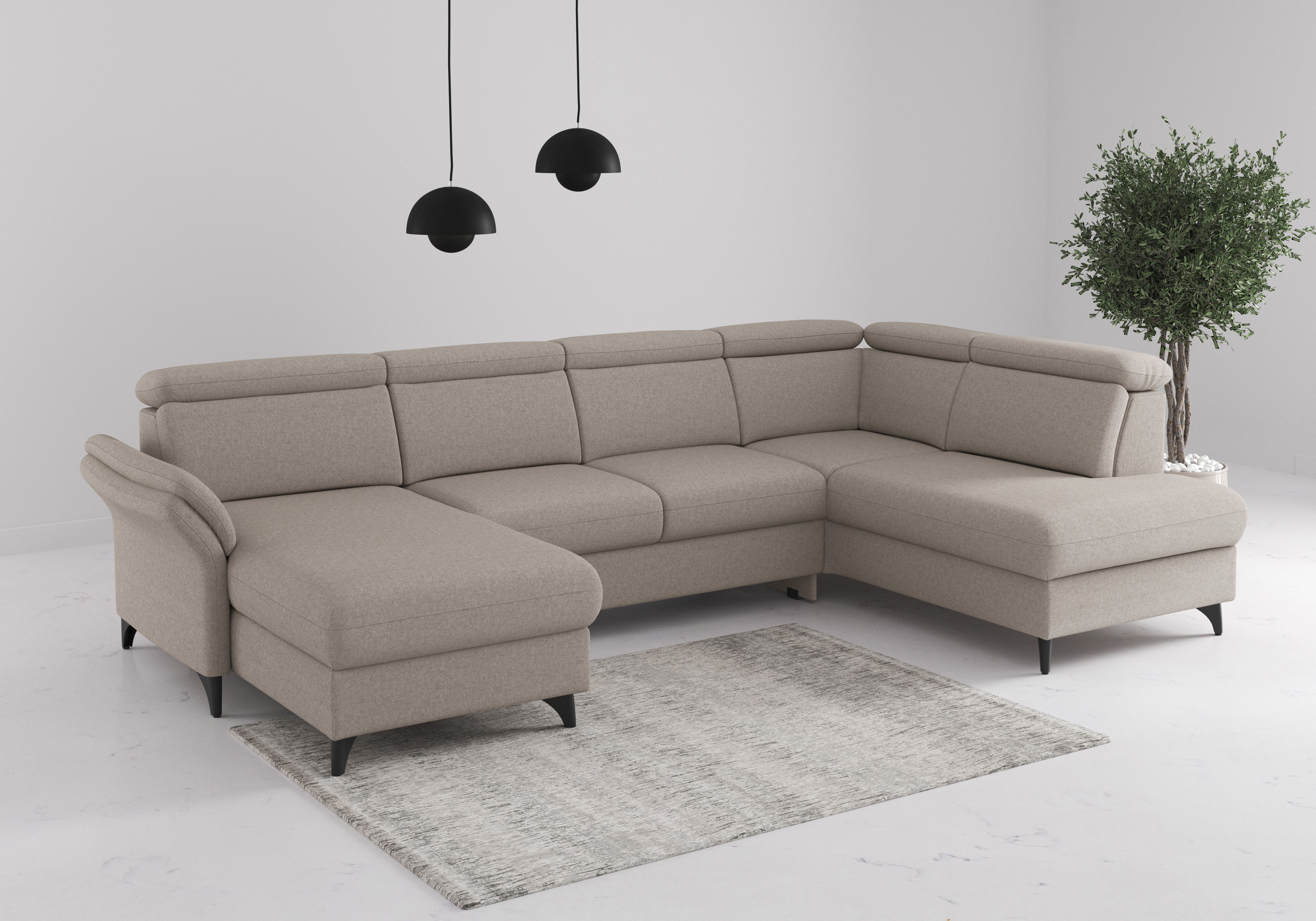sit&more Wohnlandschaft "Glendale, U-Form" inkl. Kopfteilverstellung,wahlweise mit Vorziehsitz und Bettkasten