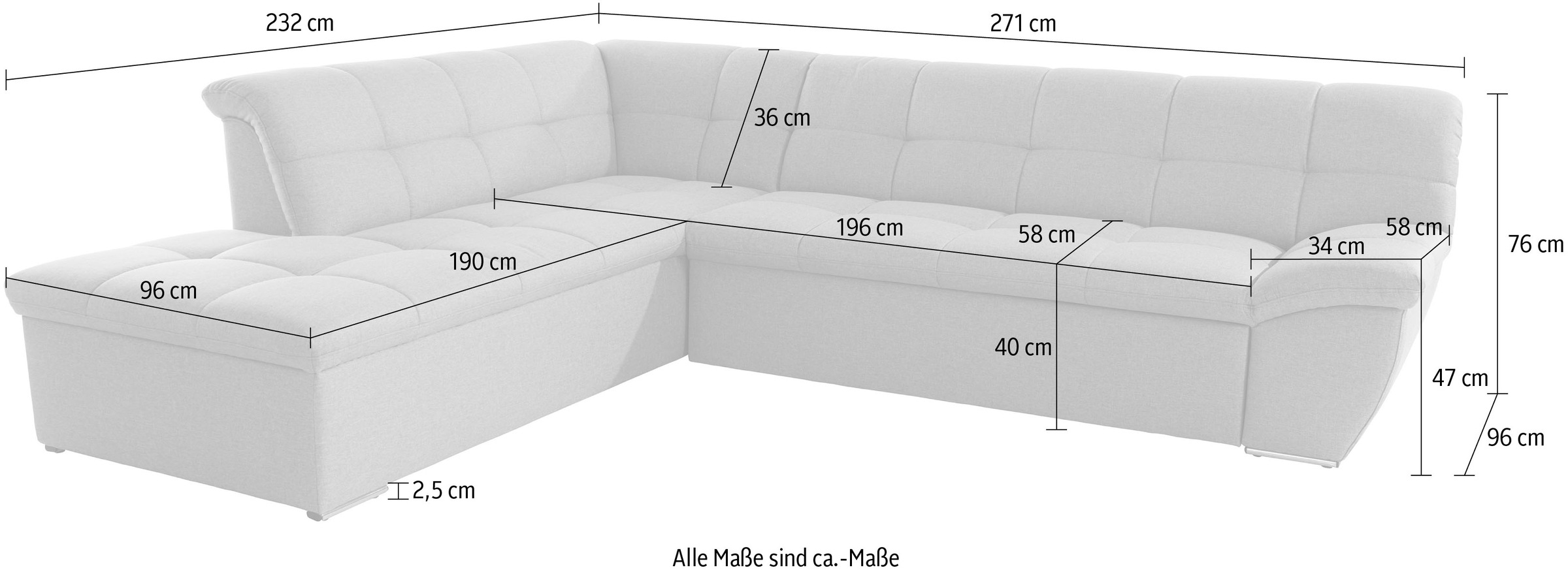 DOMO collection Ecksofa »Lagoa L-Form«, wahlweise mit Bettfunktion, frei im Raum stellbar, große Farbvielfalt