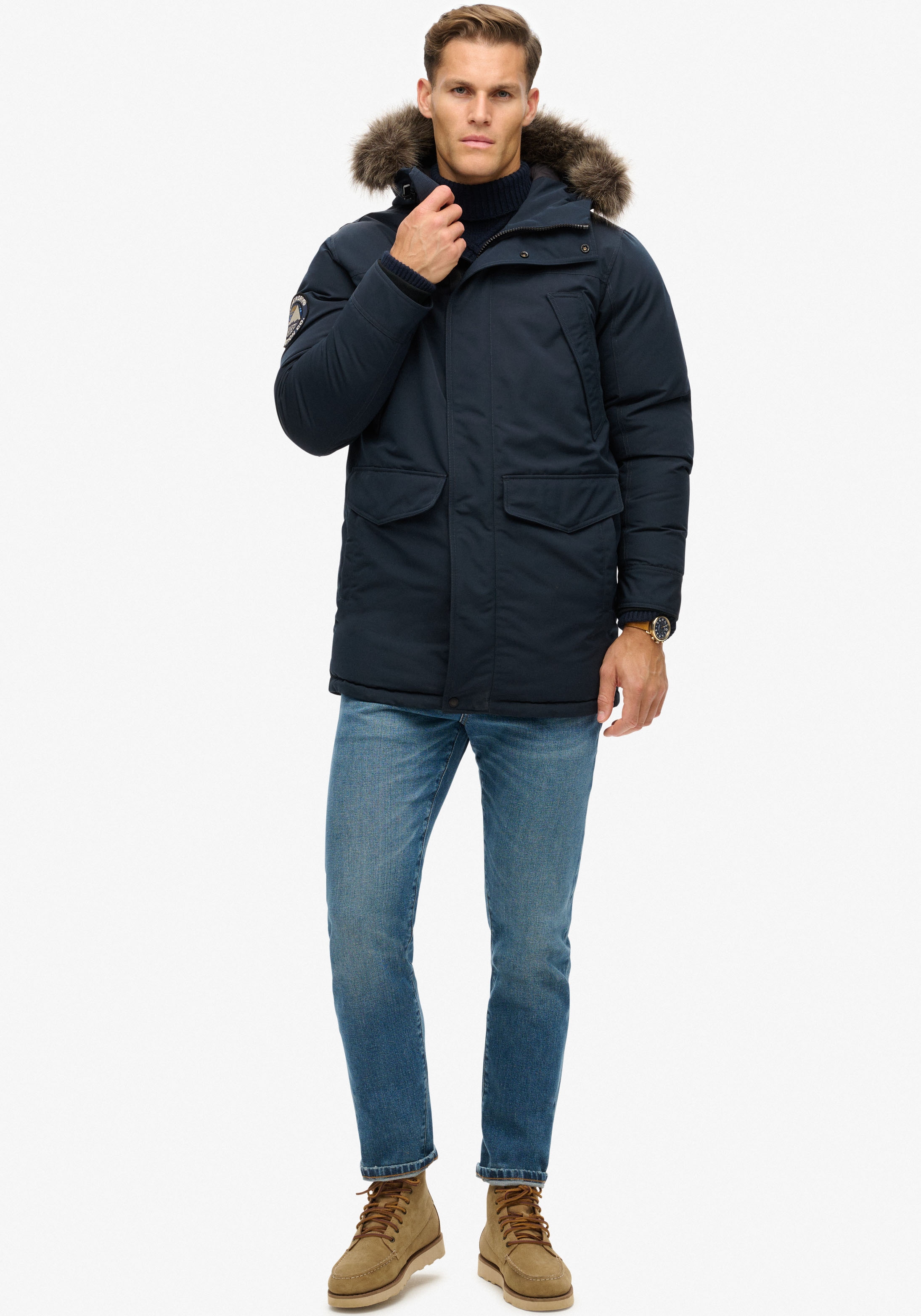 Superdry Parka »EVEREST FAUX FUR PARKA JACKET«, mit Kapuze