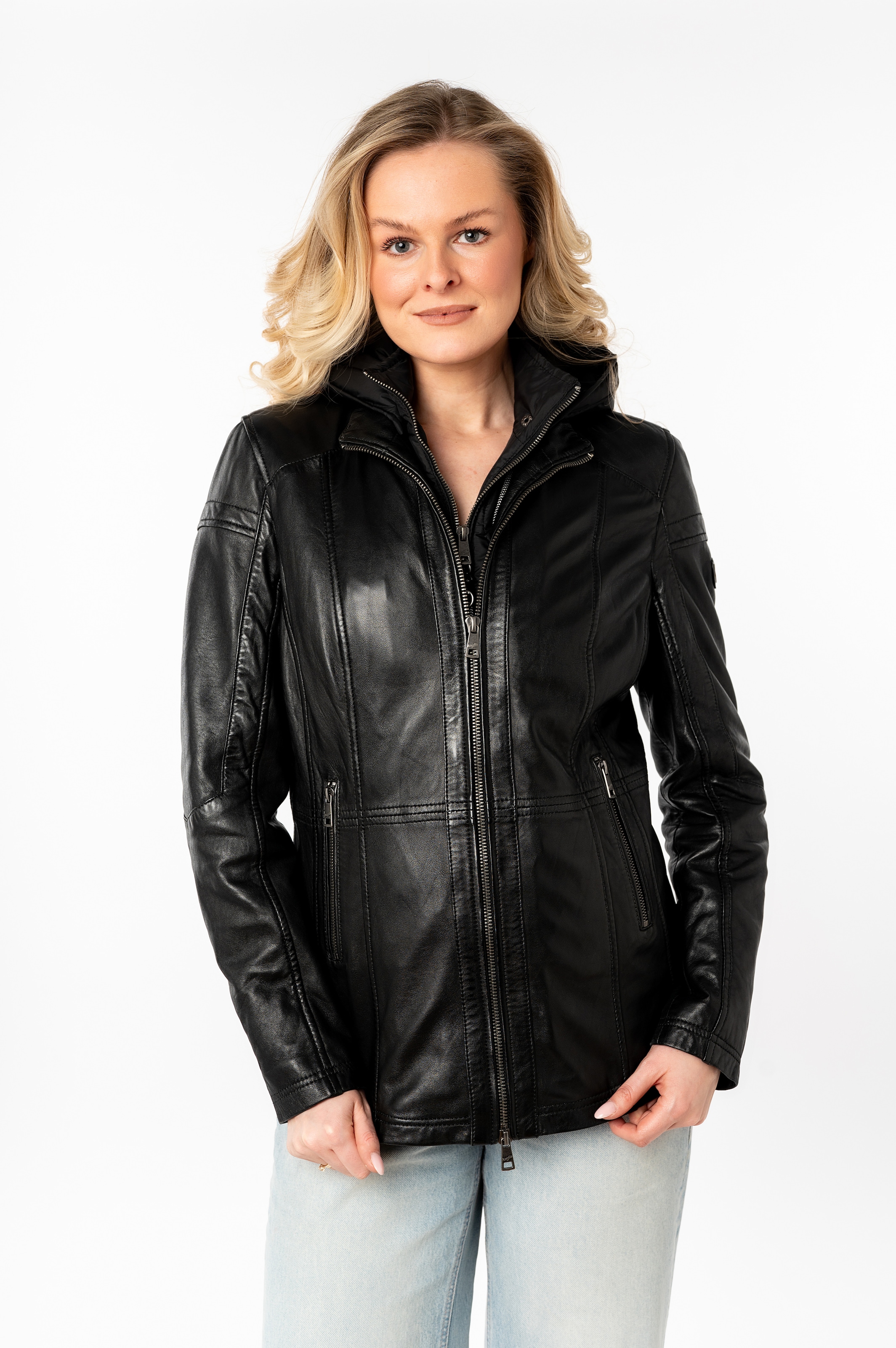 Mauritius Lederjacke "MWTaja", mit Kapuze, mit Stehkragen günstig online kaufen
