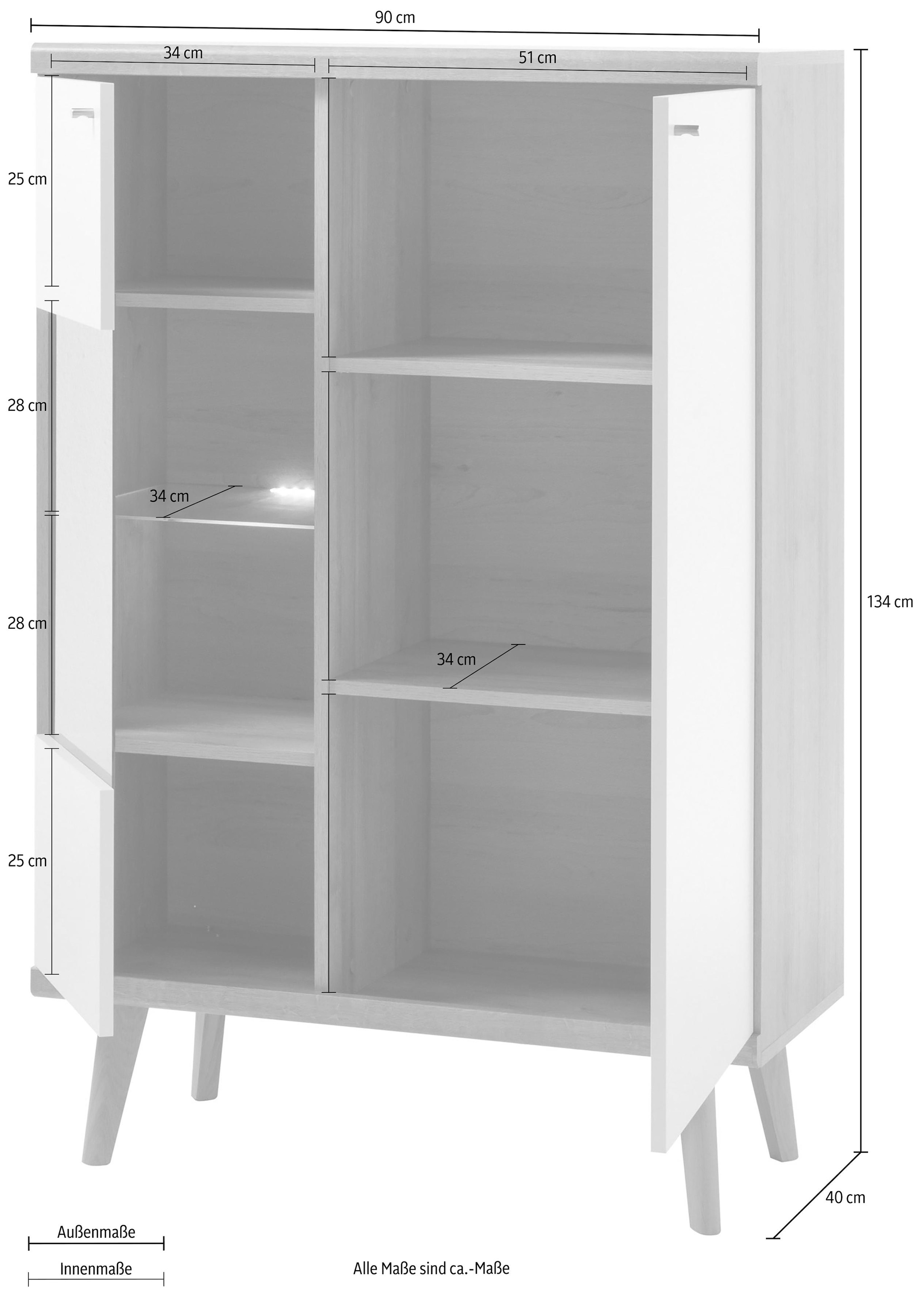 | »Merle«, Scandi Vitrine Höhe andas cm Design, BAUR 134