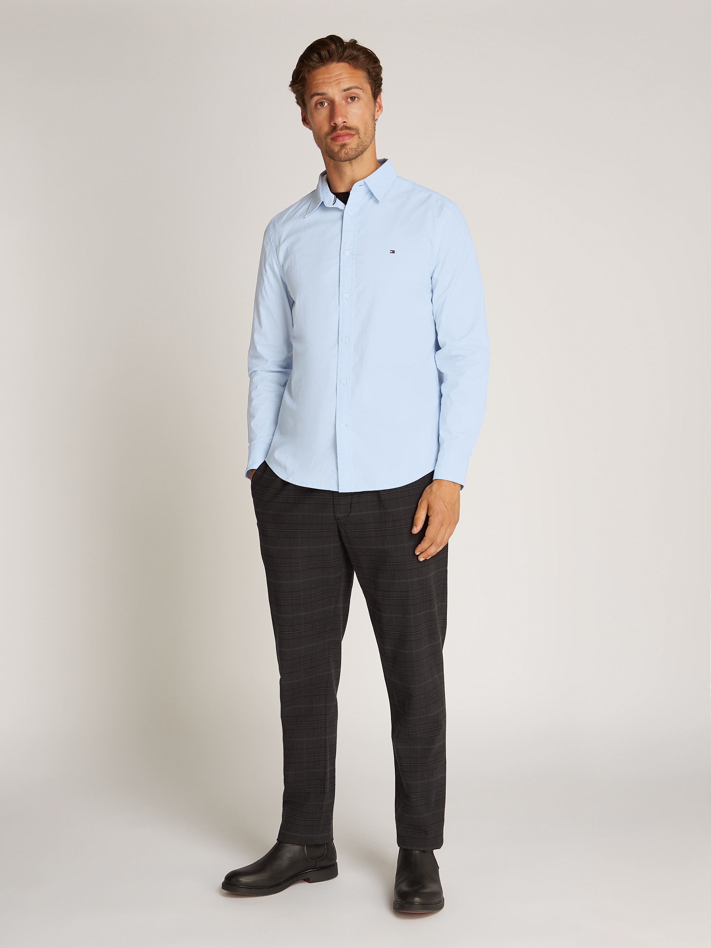 Tommy Hilfiger Businesshemd »FLEX POPLIN KENT COLLAR SF SHIRT«, mit Logostickerei