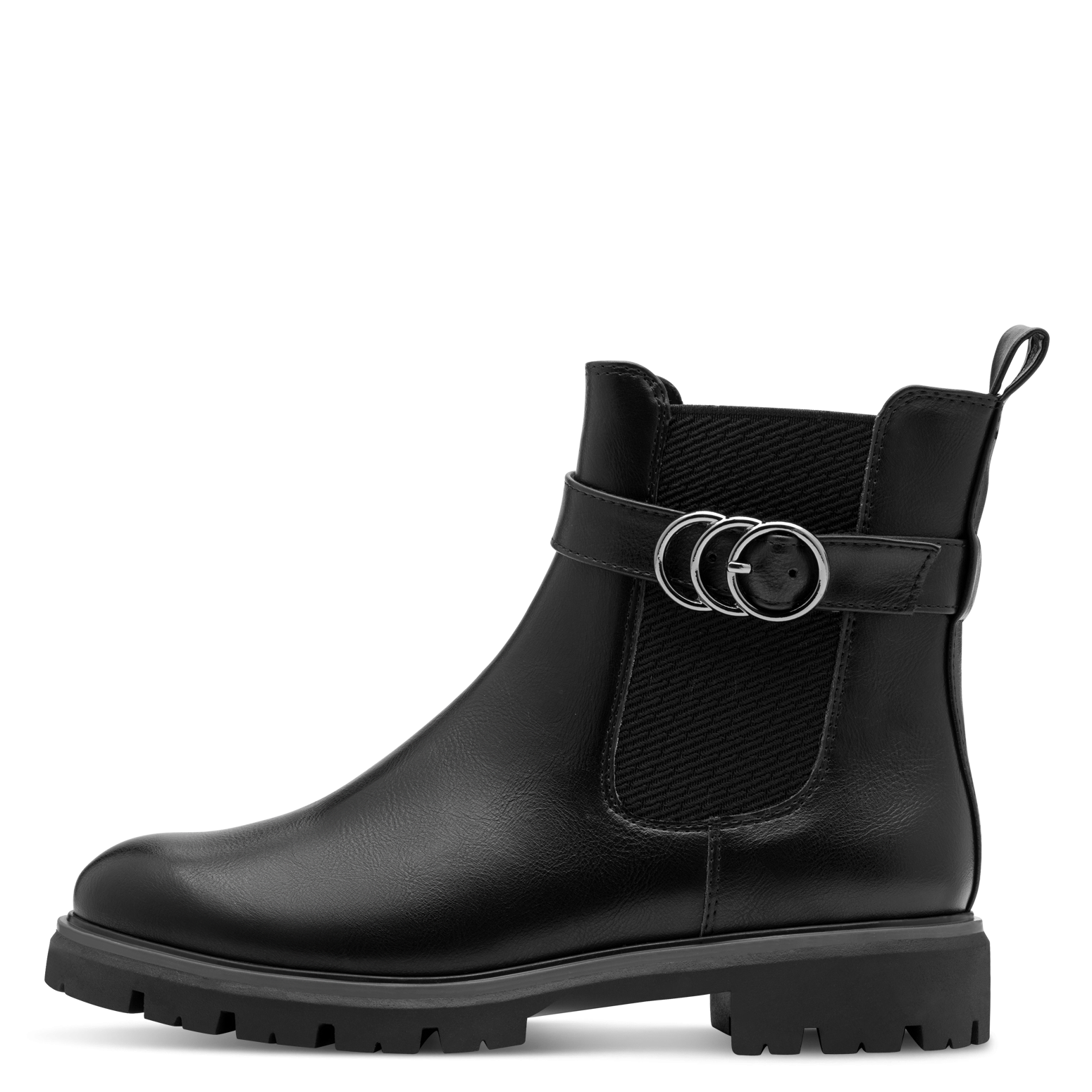 MARCO TOZZI Chelseaboots, Blockabsatz, Stiefelette mit hübscher Zierschnalle