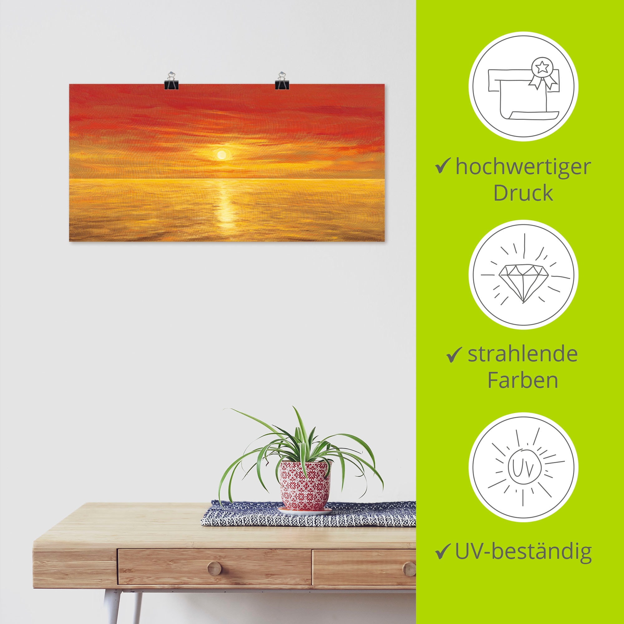 Artland Poster »Oranges Meer«, Meer Bilder, (1 St.), als Alubild, Leinwandbild, Wandaufkleber oder Poster in versch. Größen