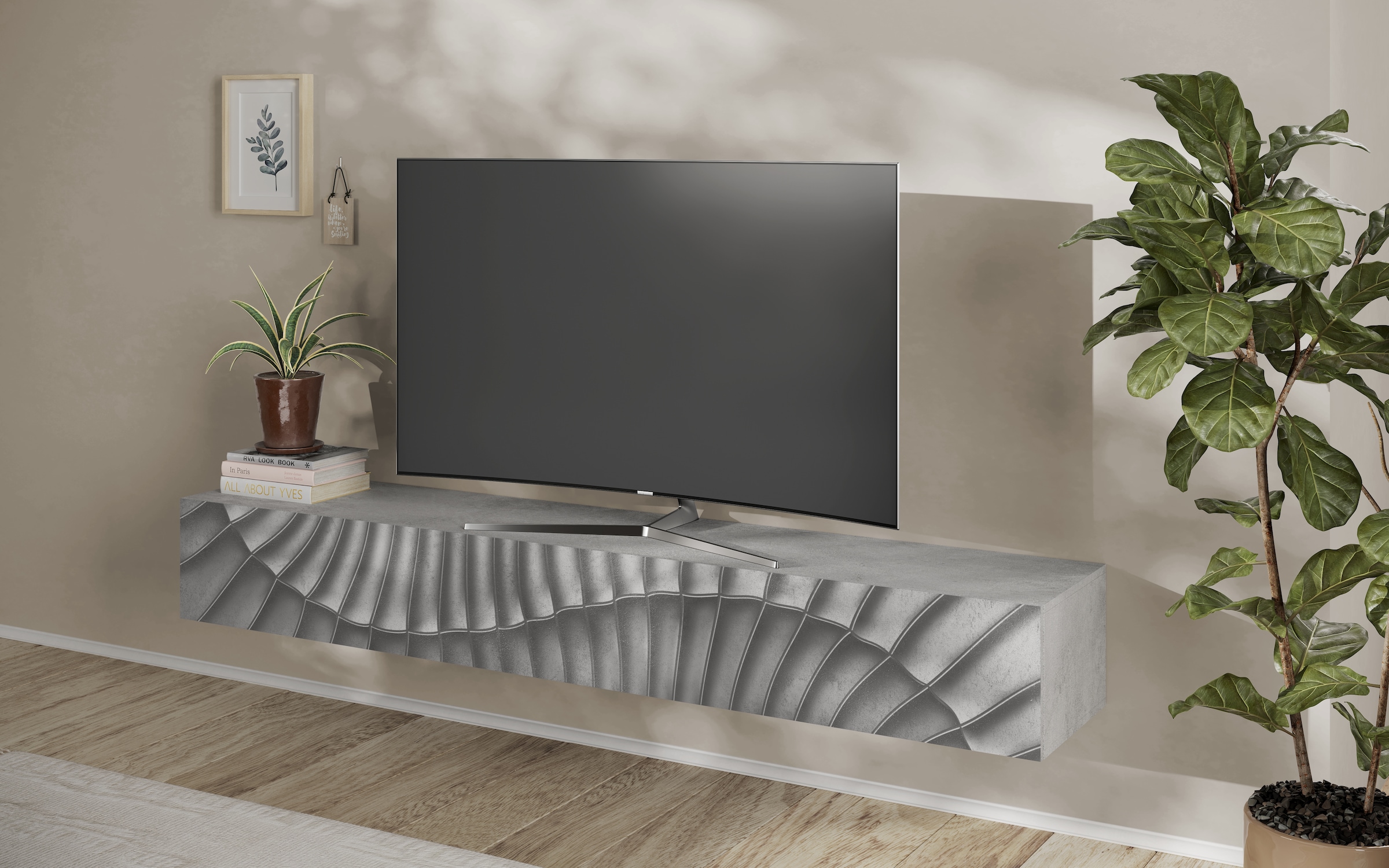 Lowboard »Snake Breite 210 cm, modernes TV-Board hängend mit 1 Klappe,«, TV-Möbel,...