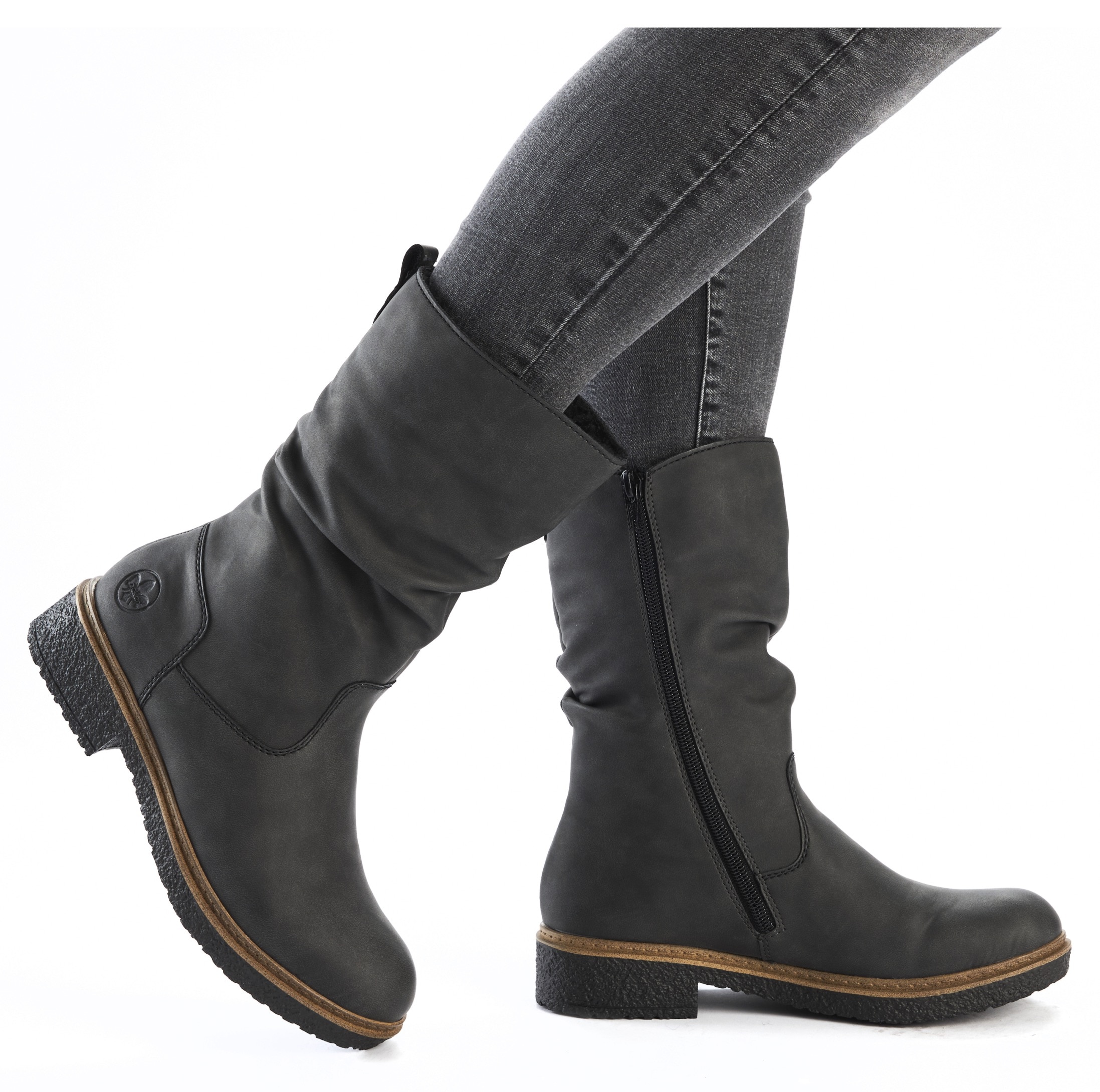 Rieker Winterstiefel, Klassik-Stiefel, Blockabsatz, slouchy Schaft, mit Warmfutter