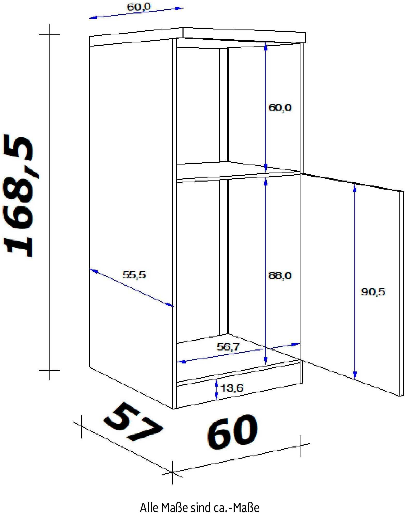 Flex-Well Backofen/Kühlumbauschrank »Vintea«, (B x H x T) 60 x 168,5 x 60 cm,  mit Metallgriffen kaufen | BAUR