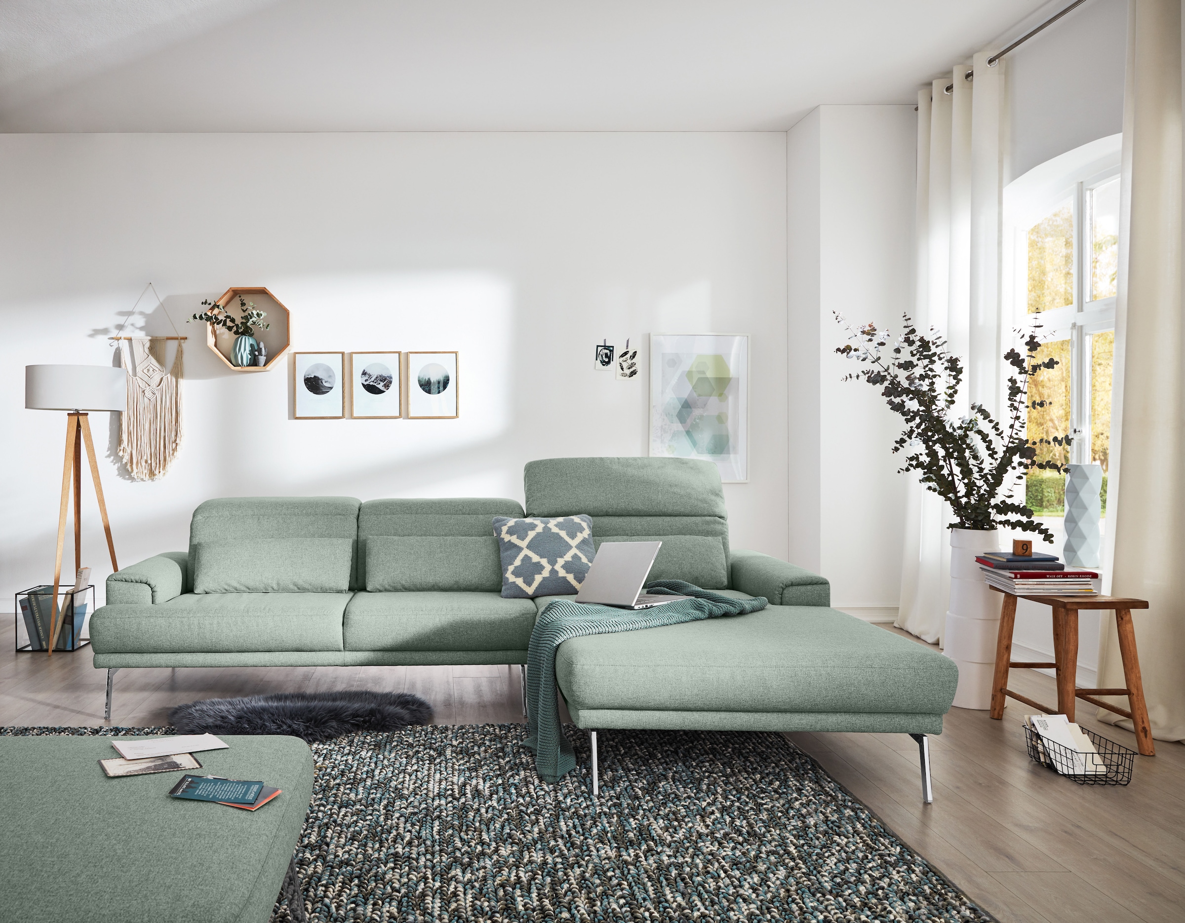 Musterring Ecksofa »MR 4580«, mit Kopf- und Sitztiefenverstellung, Metallfuß chrom, 288 x 193/220cm
