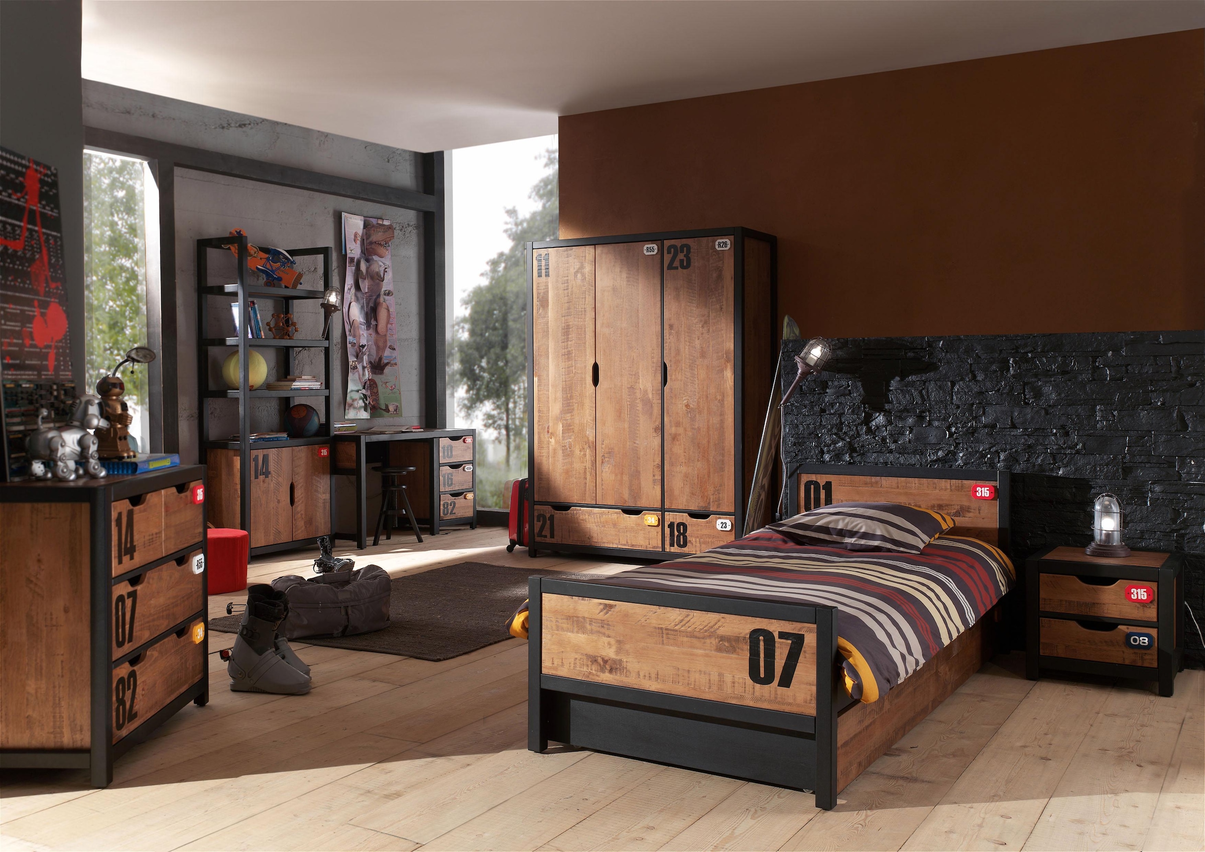 Vipack Kinderregal »Alex«, (Made in Europe), Standregal aus teilmassiver Kiefer und MDF
