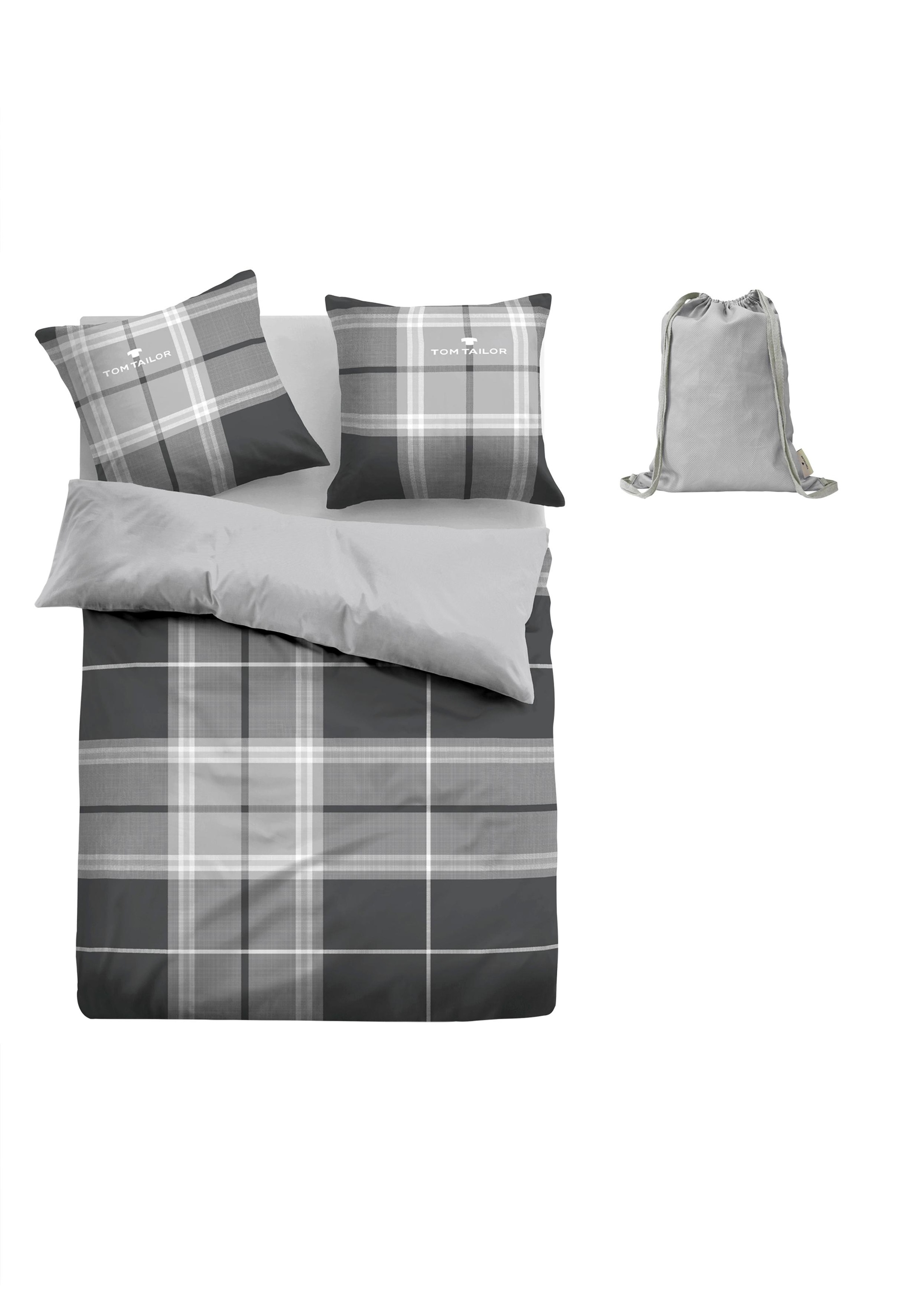 TOM TAILOR HOME Wendebettwäsche »Eric in Gr. 135x200 oder 155x220 cm«, mit Reißverschluss, mit GRATIS-Zugabe: Sportbeutel aus 100% Baumwolle