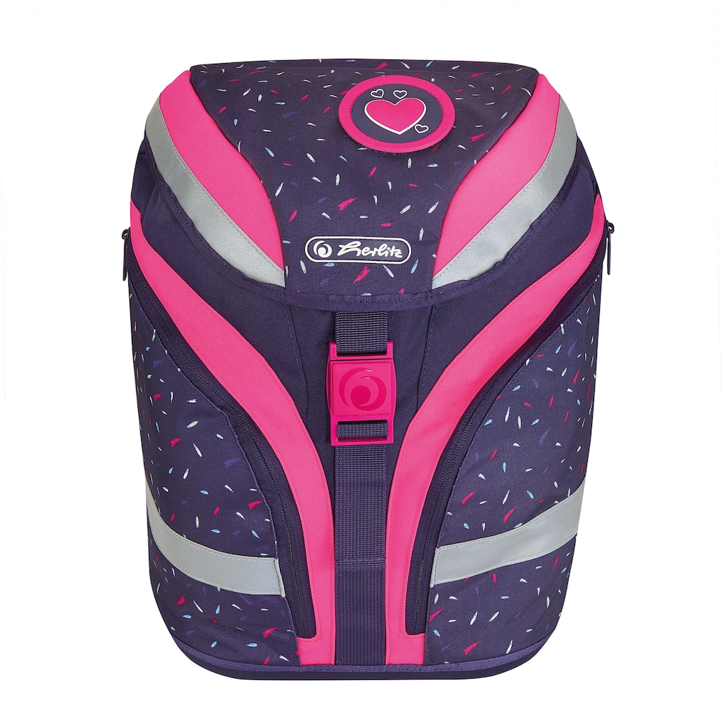 Herlitz Schulranzen »Grundschulrucksack SoftFlex Plus, Tropical Heart«, Floureszierende Flächen-reflektierende Streifen auf den Schultergurten