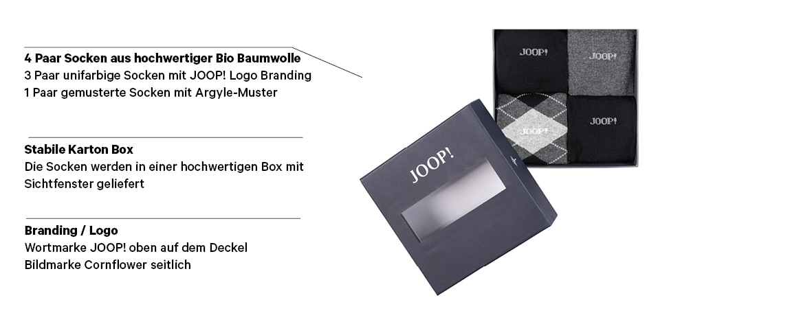 JOOP! Socken »premium essentials« 4 Paar tlg. mit elastischem Bund