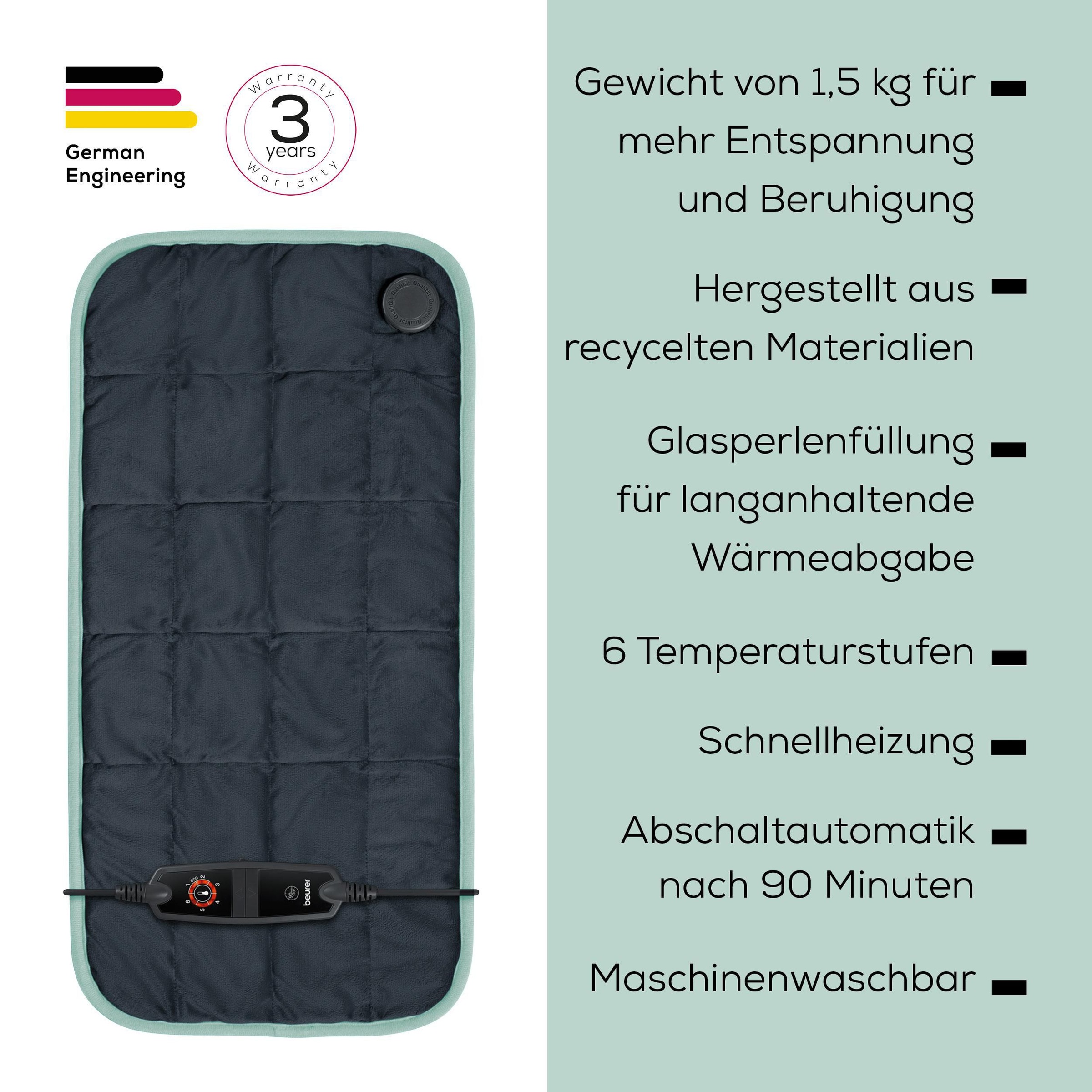 BEURER Heizkissen »HK 145 Cosy Weight GP Limited Edition 2026 mit 6 Temperaturstufen« Sicherheitssystem: Temperaturüberwachung und Sicherheitsabschaltung