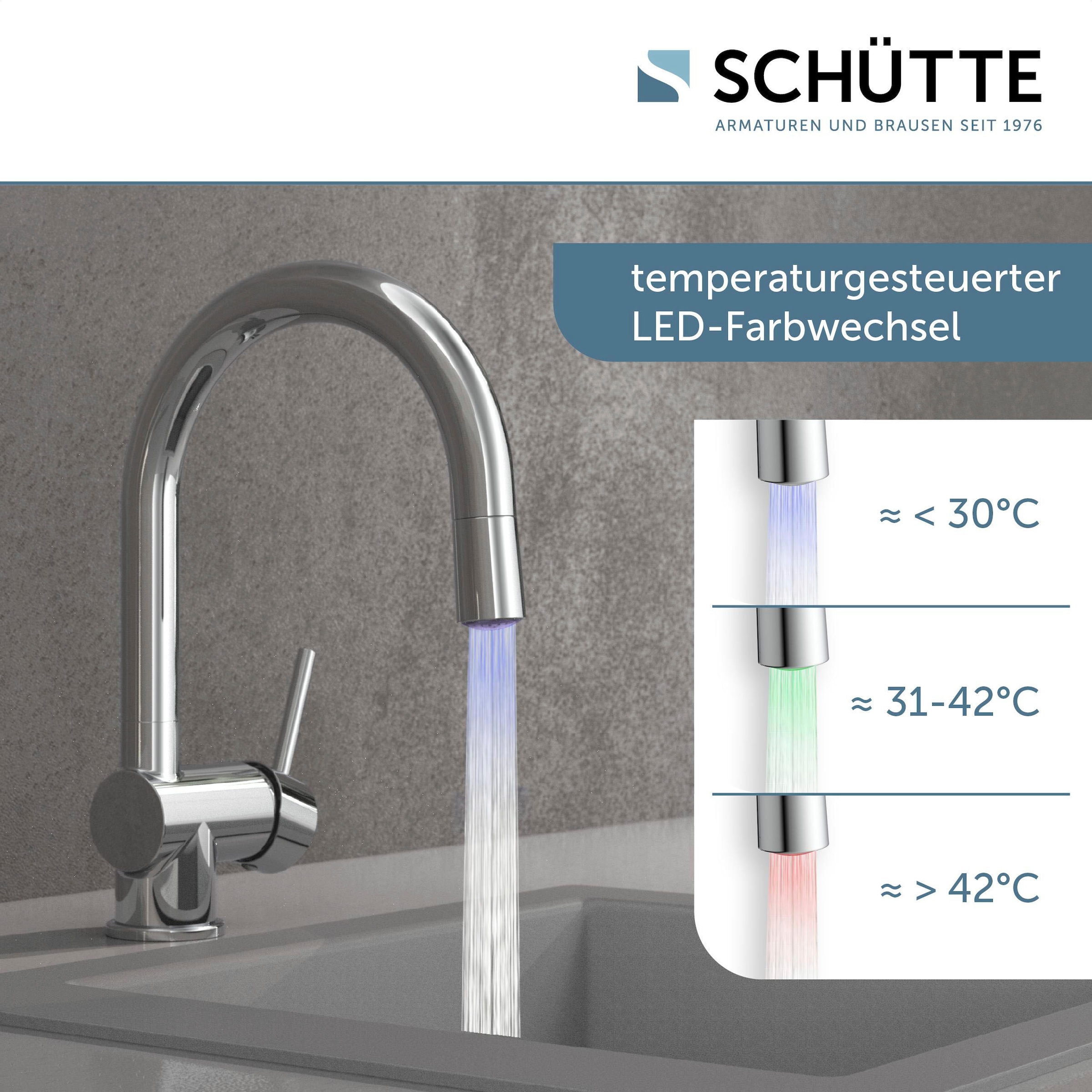 Schütte Spültischarmatur »Stella«, temperaturgesteuerter LED Wasserhahn, 360° schwenkbar