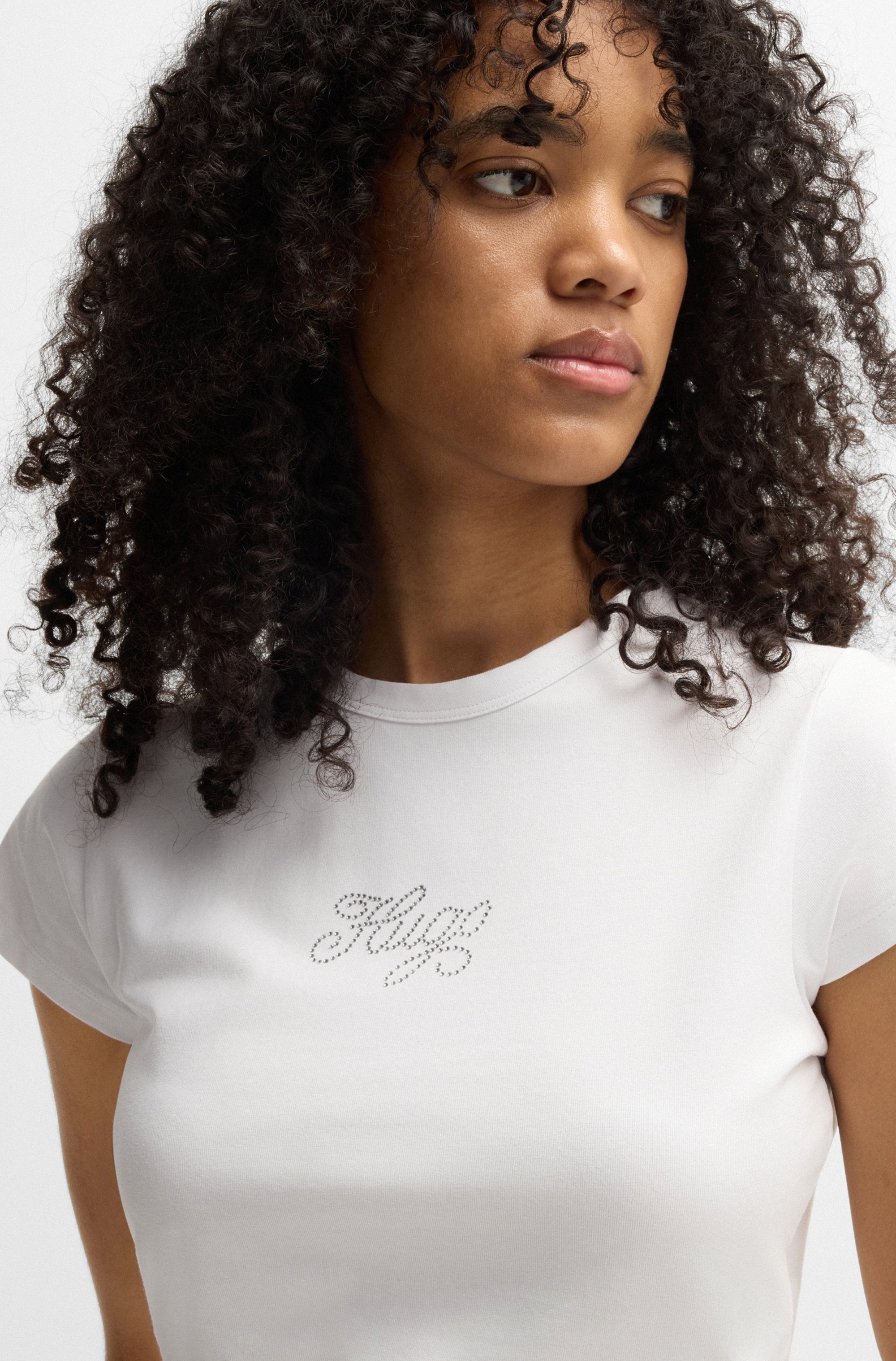 HUGO Blue T-Shirt »Dome«, mit Logo Straß Glitzer Design