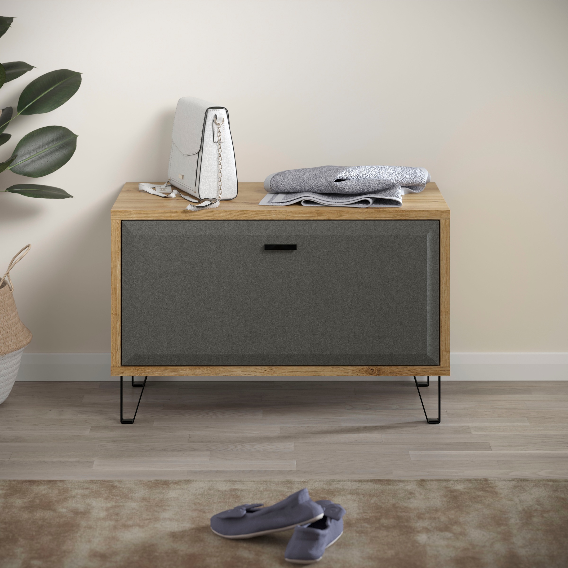 Home affaire Sitzbank "Belva" 1 Stk. tlg. Flurbank mit einer Klappe - verstellbarer Boden - (B/T/H) 79/42/51 cm
