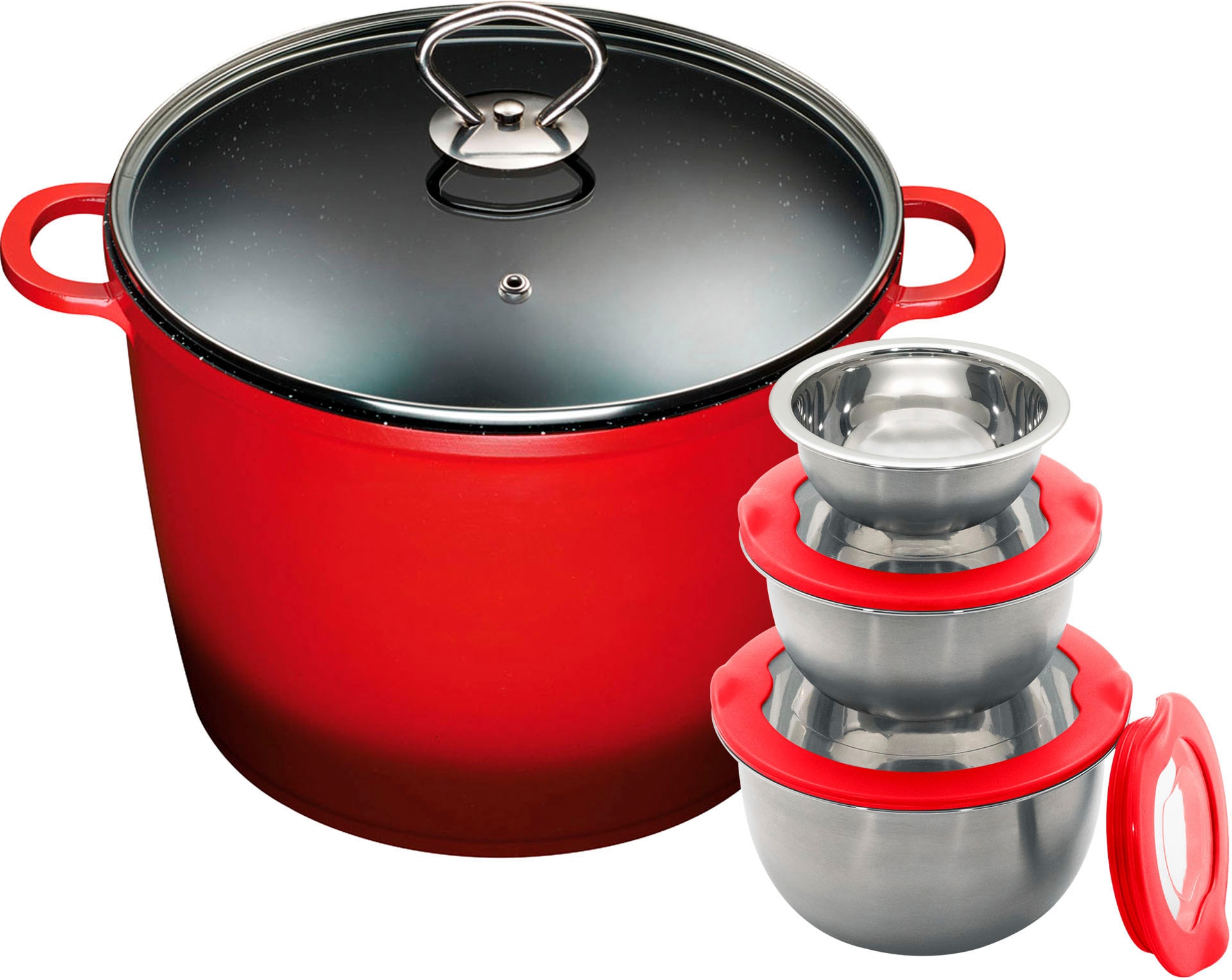 KING Kochtopf "XXL, Ø 24 cm" Set, 3 Schüsseln mit Deckeln: Ø17.5 Ø14.5 Ø12c günstig online kaufen