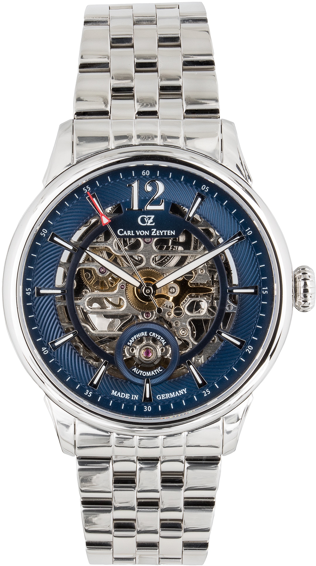 Carl von Zeyten Automatikuhr »Schramberg, CVZ0080BLMS«, Armbanduhr, Herrenuhr, Skelettuhr, Made in Germany, Mechanische Uhr